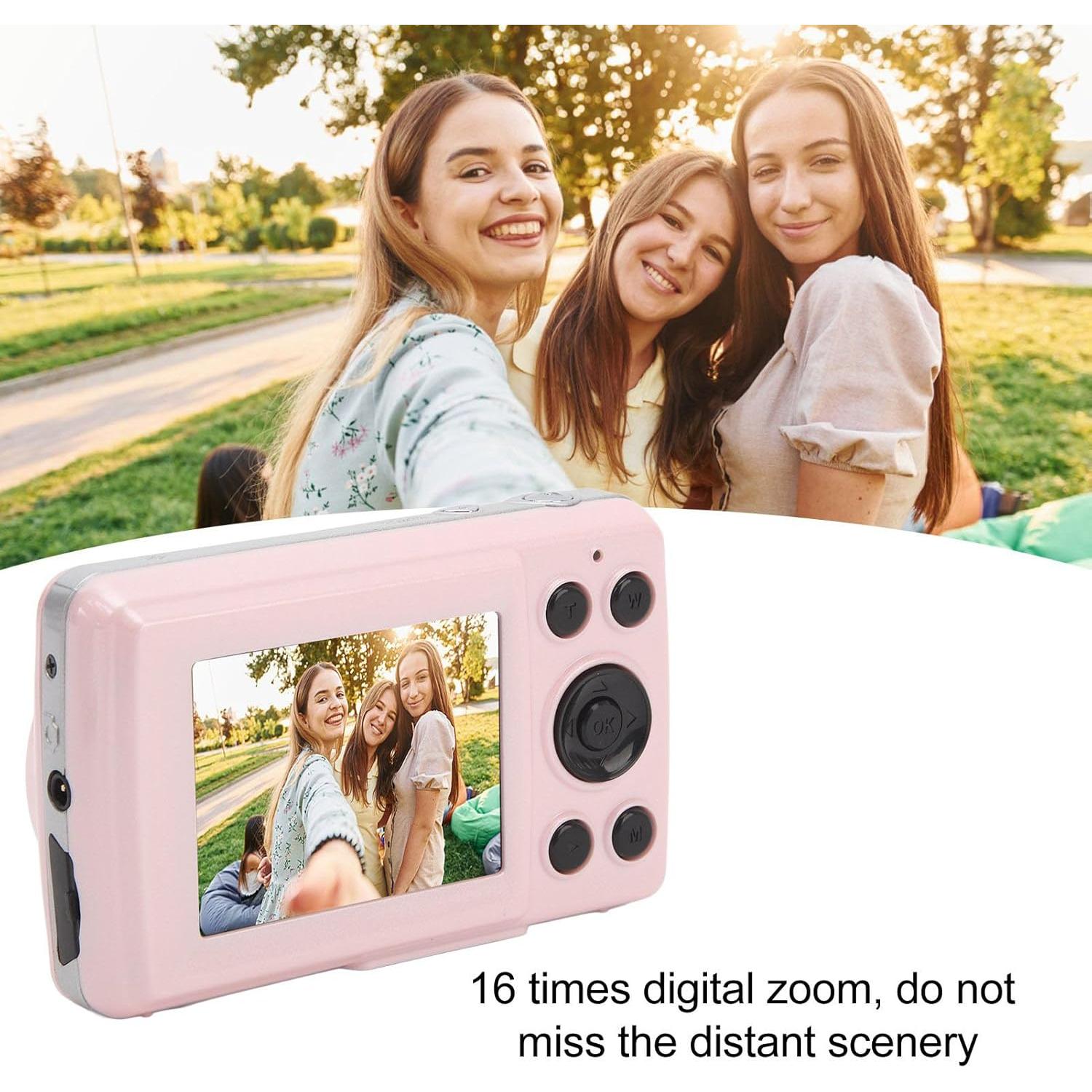 Cámara Digital Pomya 16MP 1080P FHD Rosa con Zoom 16X