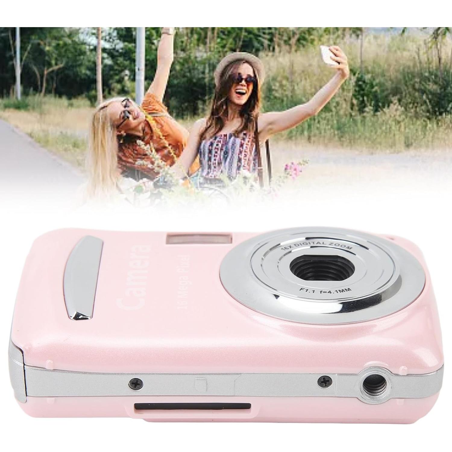 Cámara Digital Pomya 16MP 1080P FHD Rosa con Zoom 16X