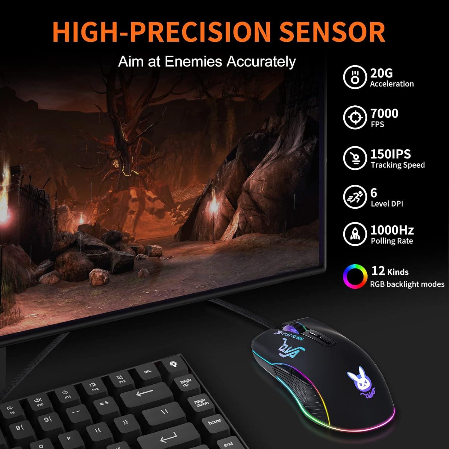 Ratón óptico mecánico Greshare USB 7200 DPI 12 colores