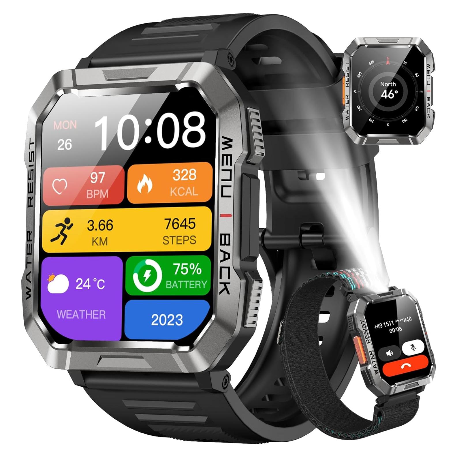 Reloj Inteligente Blackview W60 Militar con Linterna y 100 Días