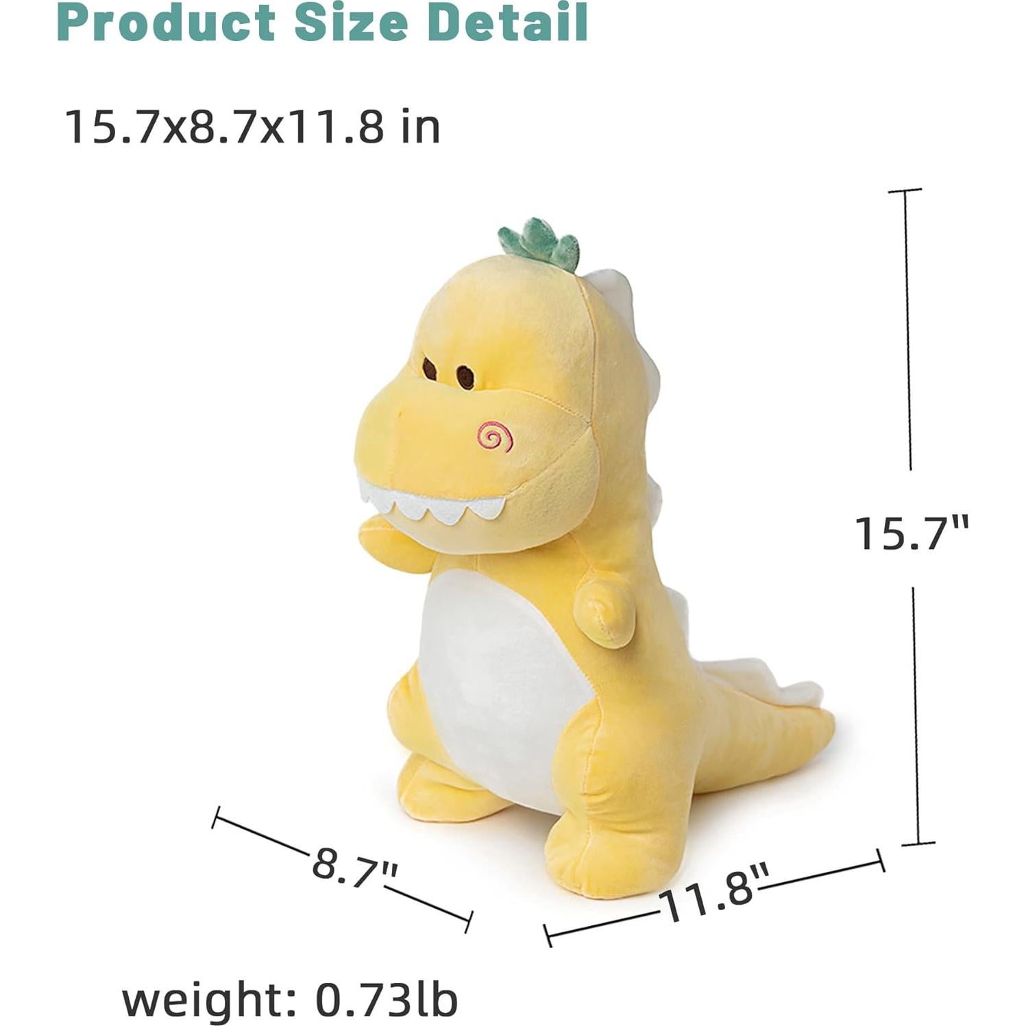 Dinosaurio de Peluche Amarillo Adorlynetty 40 cm T-Rex Lindo