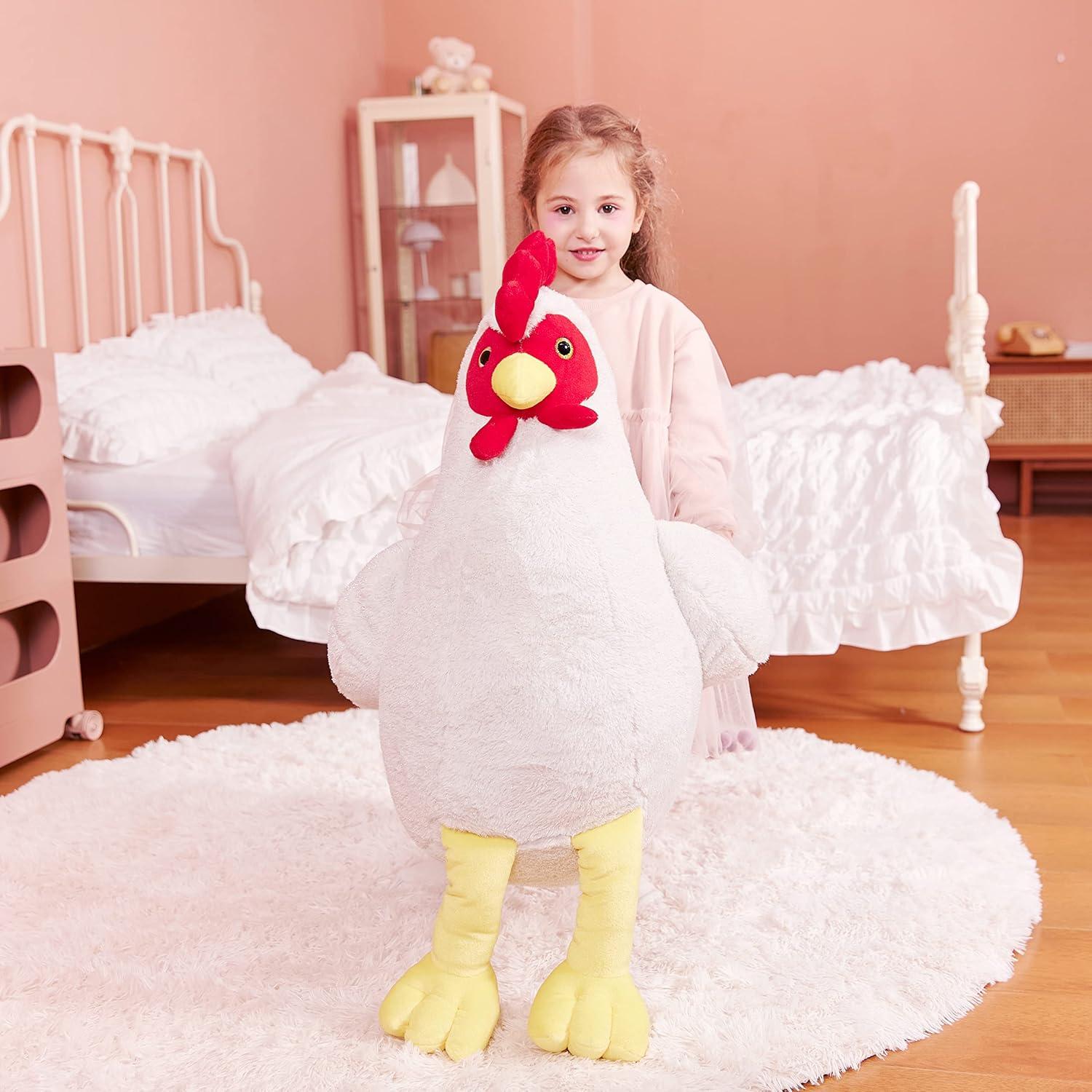 IKASA Peluche Gigante de Pollo 60 cm Suave y Esponjoso