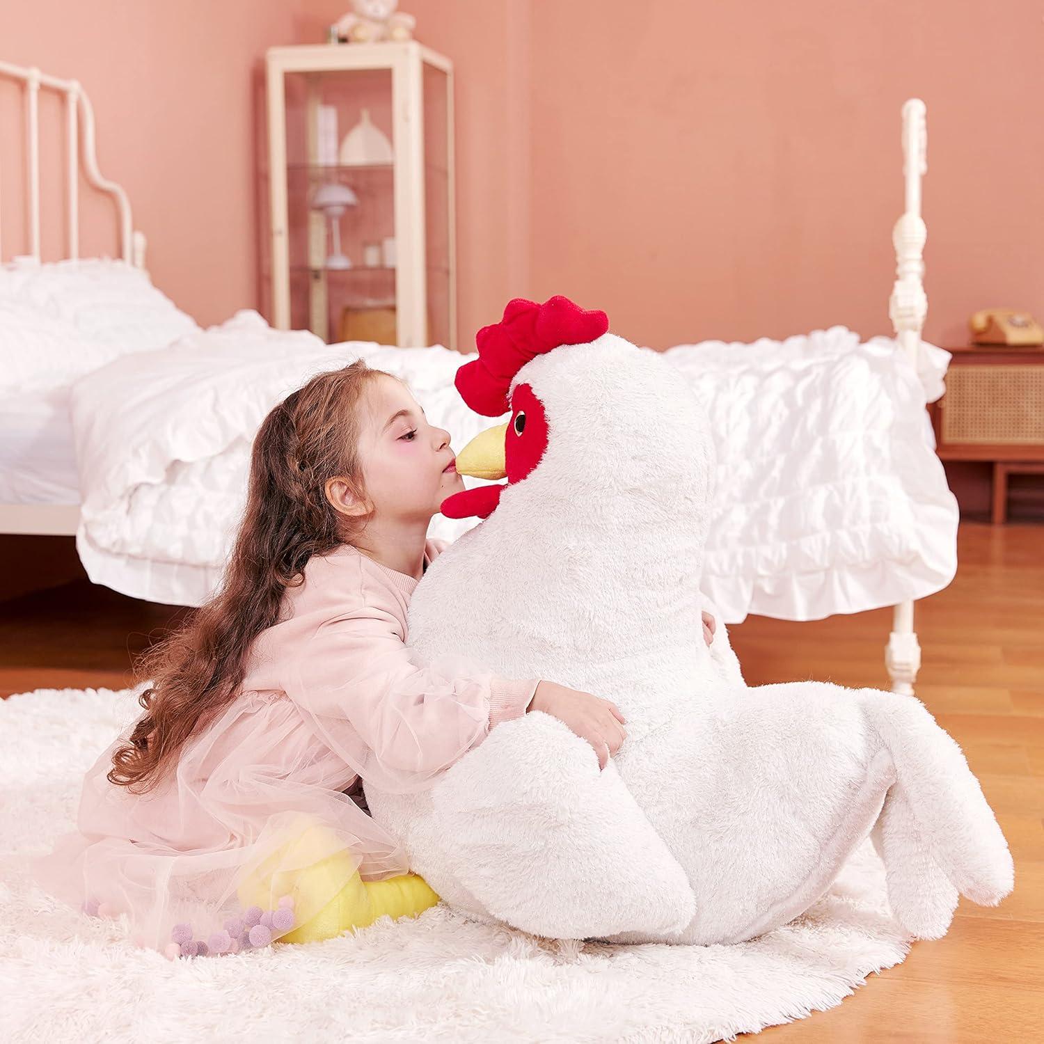 IKASA Peluche Gigante de Pollo 60 cm Suave y Esponjoso