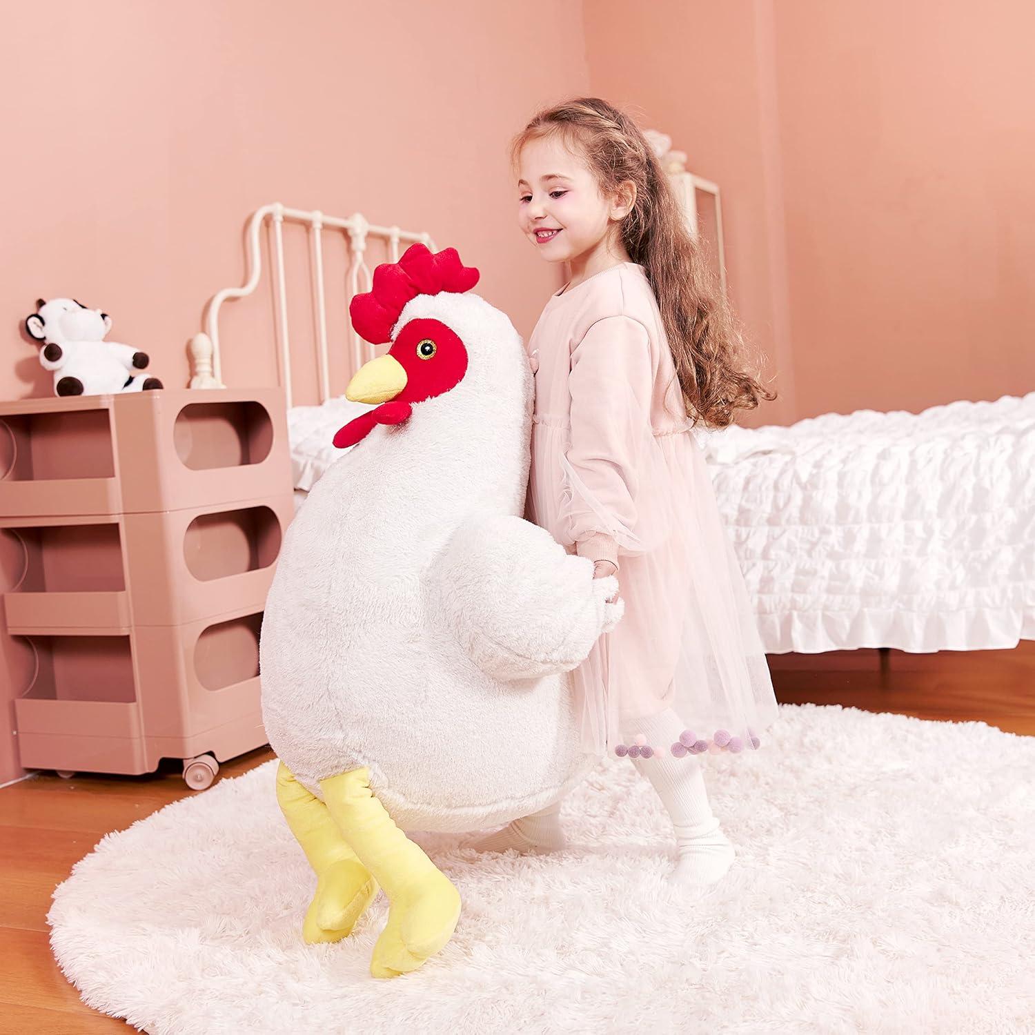 IKASA Peluche Gigante de Pollo 60 cm Suave y Esponjoso