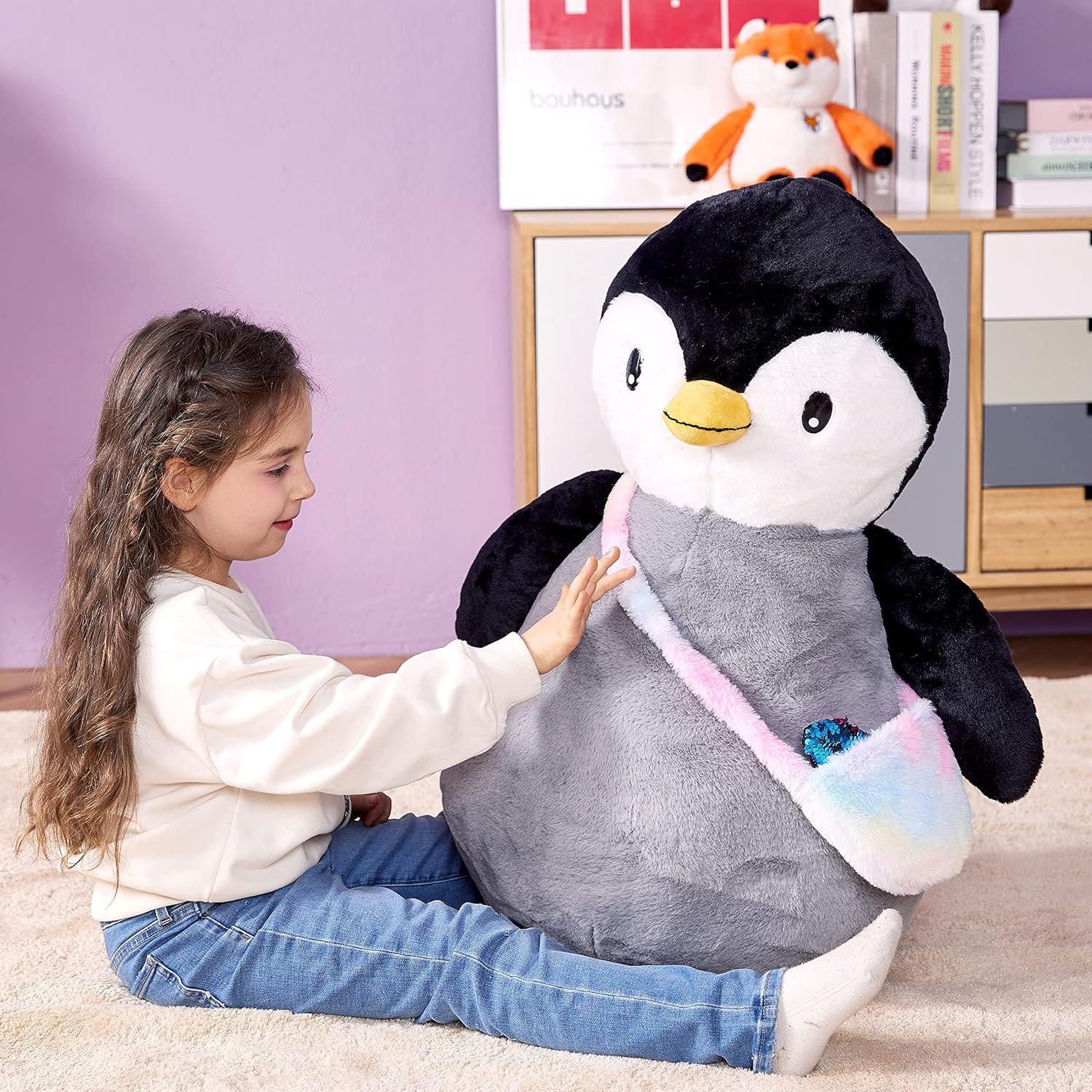 IKASA Pingüino Gigante de Peluche 58cm Suave y Lindo
