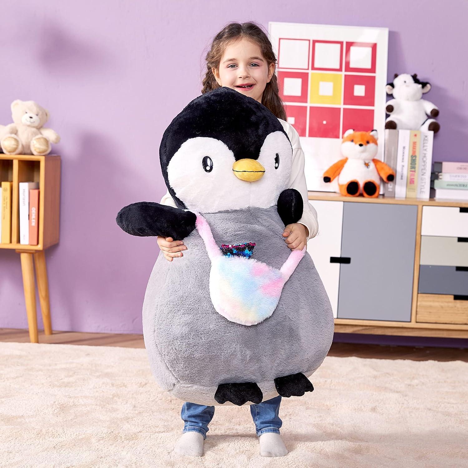 IKASA Pingüino Gigante de Peluche 58cm Suave y Lindo