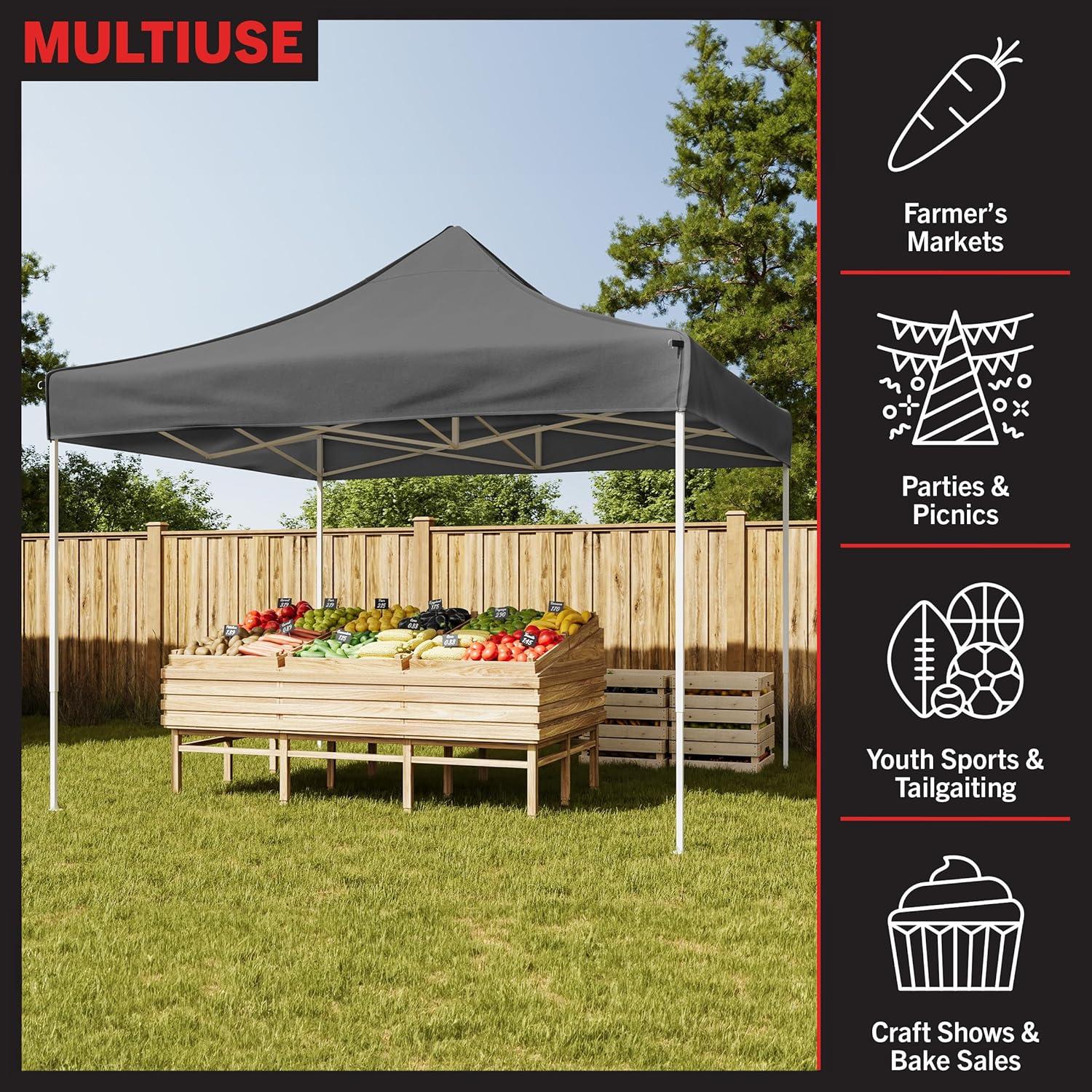 Toldo Plegable Stalwart 3x3m UPF30 Impermeable Gris