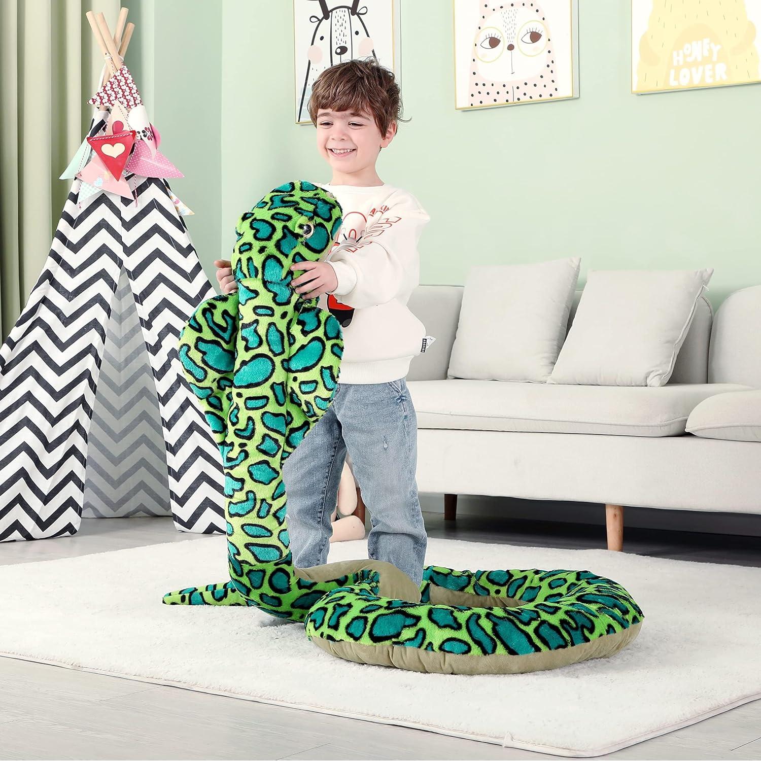 Serpiente de Peluche Gigante IKASA 106 cm Suave y Lavable