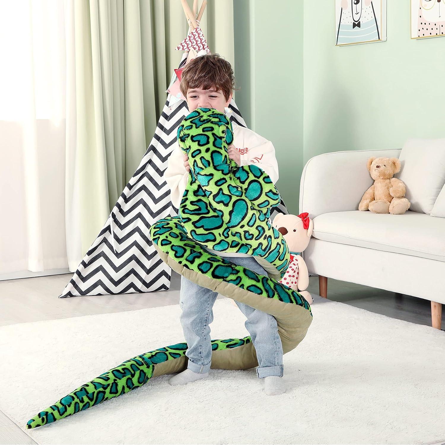 Serpiente de Peluche Gigante IKASA 106 cm Suave y Lavable