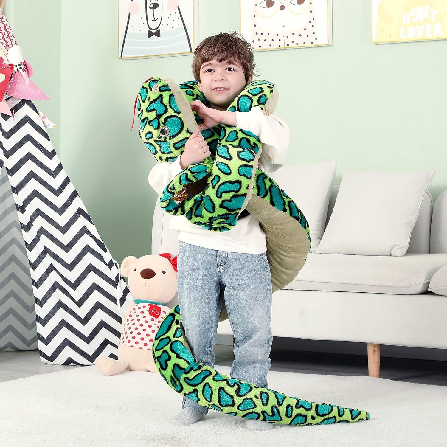 Serpiente de Peluche Gigante IKASA 106 cm Suave y Lavable