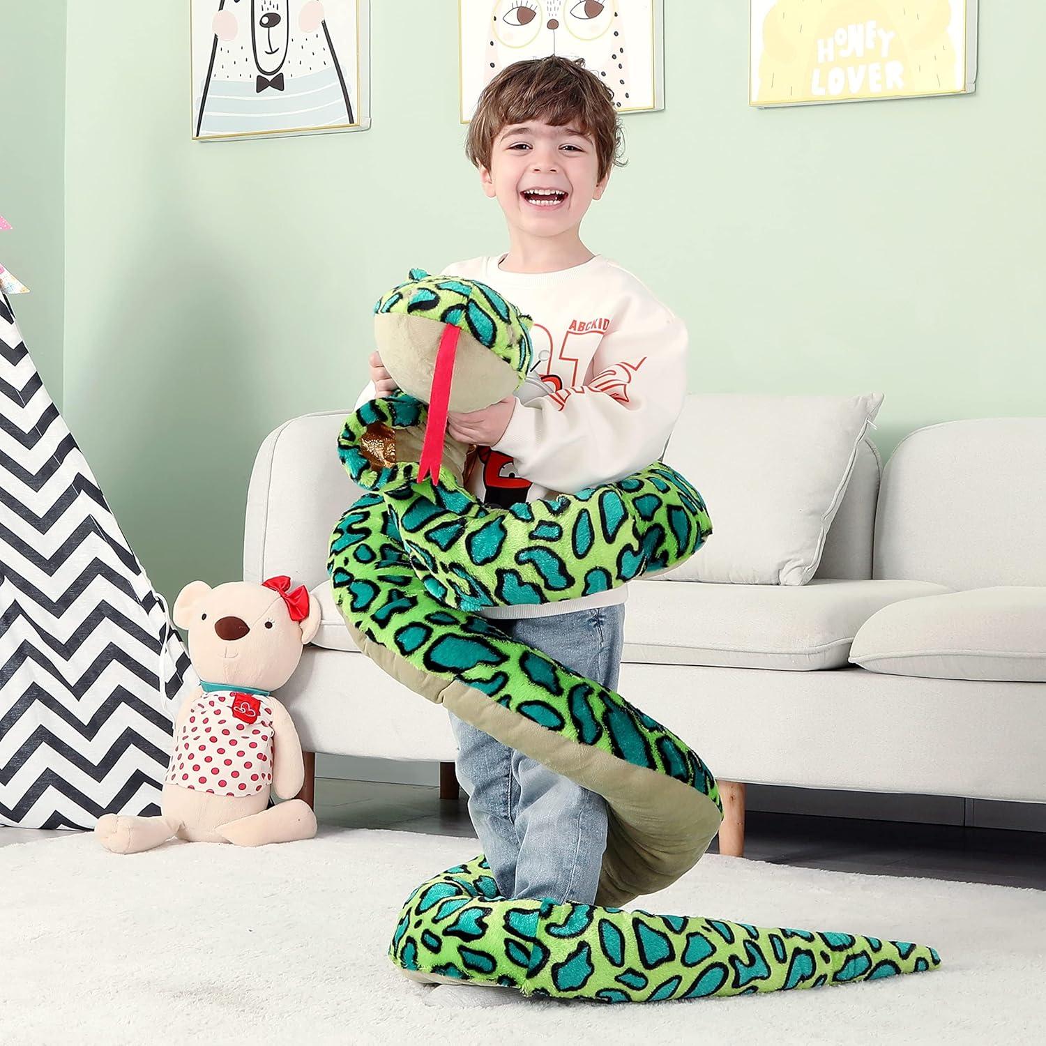Serpiente de Peluche Gigante IKASA 106 cm Suave y Lavable