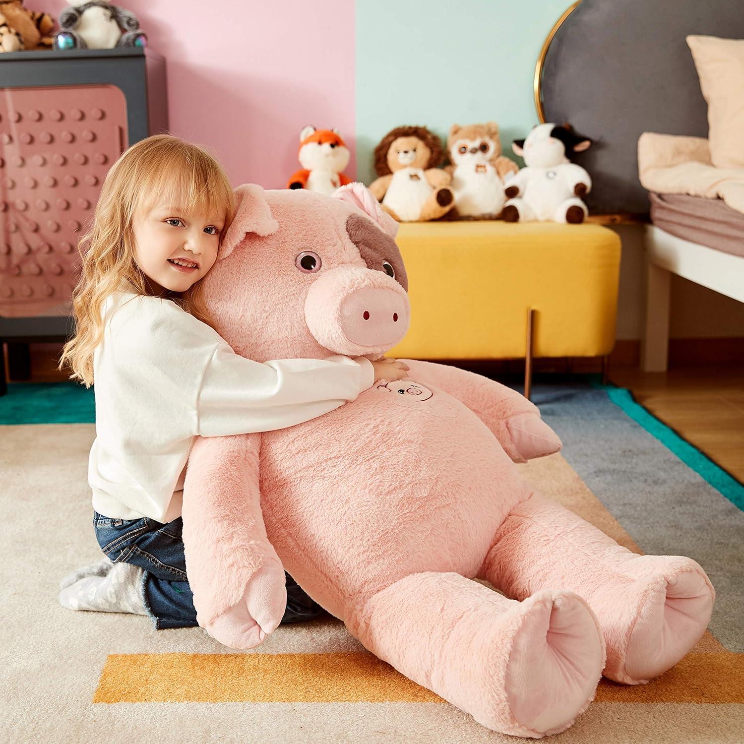 IKASA Cerdo de Peluche Jumbo 77.96 cm Suave y Lavable