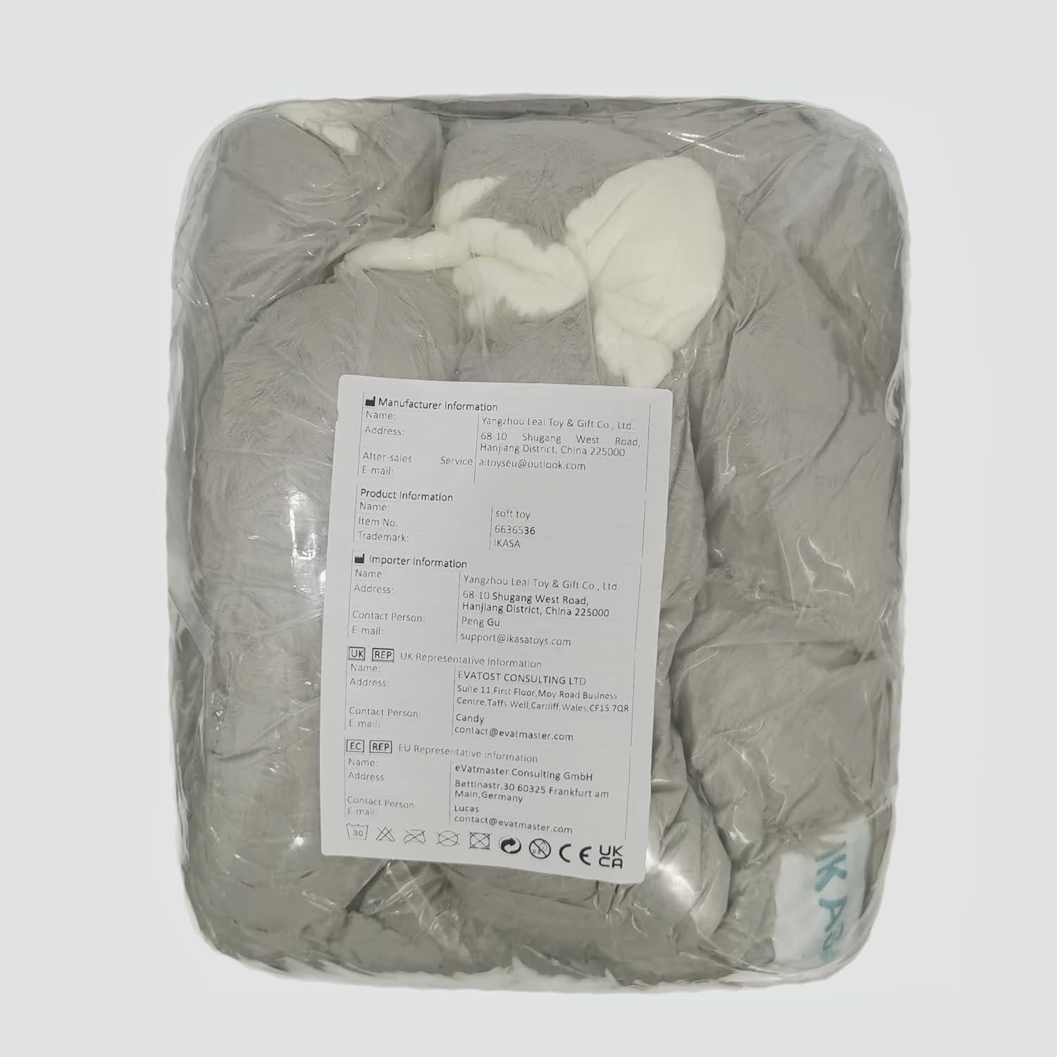 IKASA Juguete de Peluche Perezoso Gigante 77.8 cm Gris