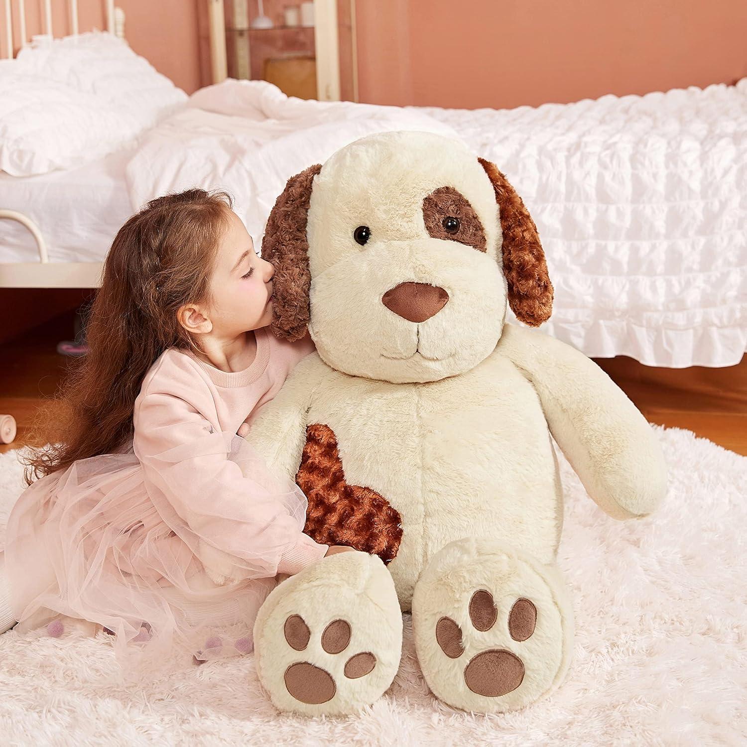 Perro de Peluche Gigante IKASA 76 cm Suave Marrón Claro