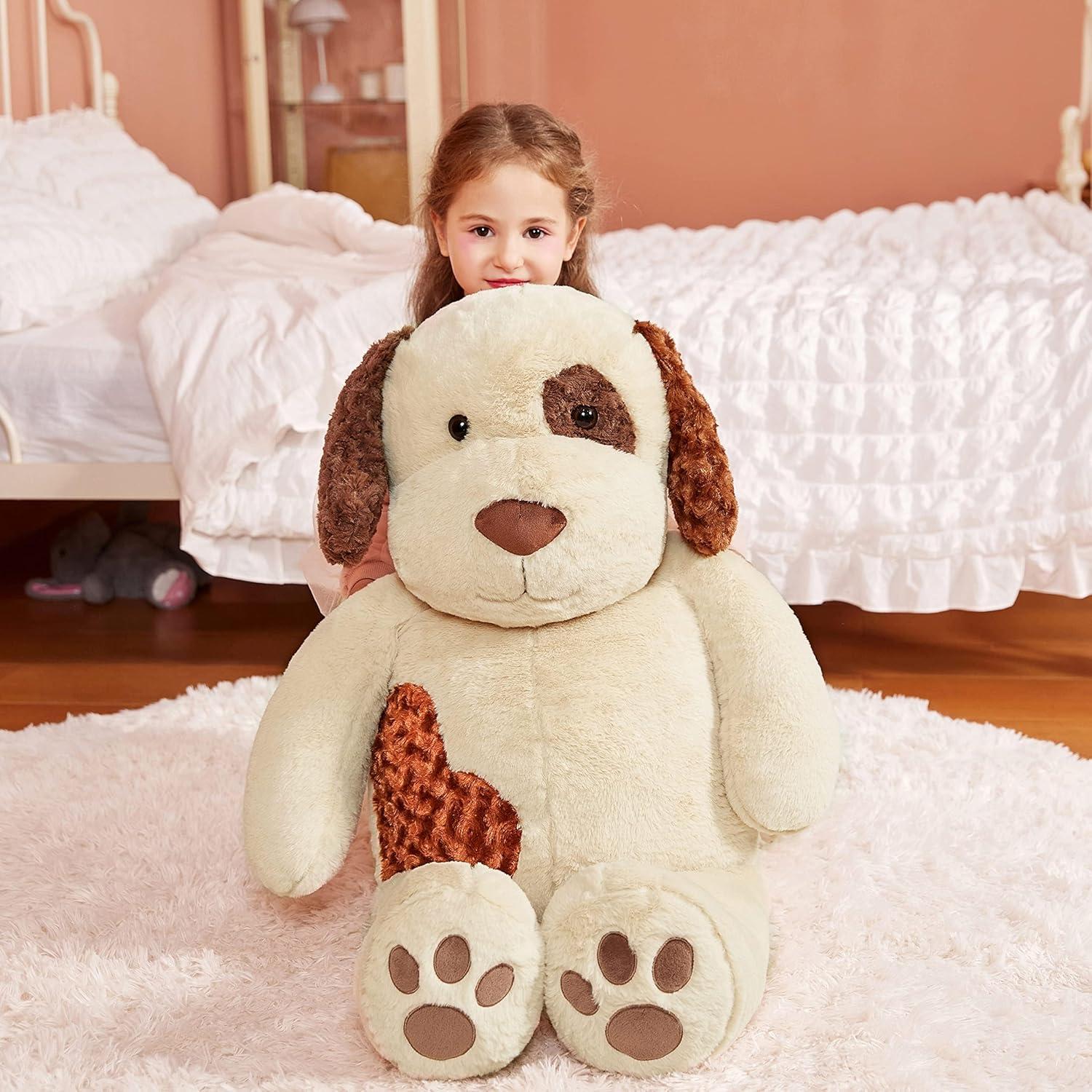 Perro de Peluche Gigante IKASA 76 cm Suave Marrón Claro