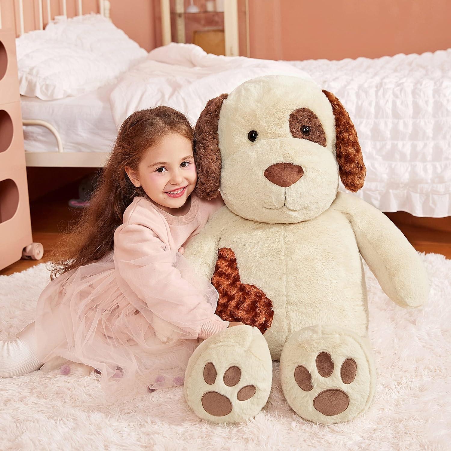 Perro de Peluche Gigante IKASA 76 cm Suave Marrón Claro