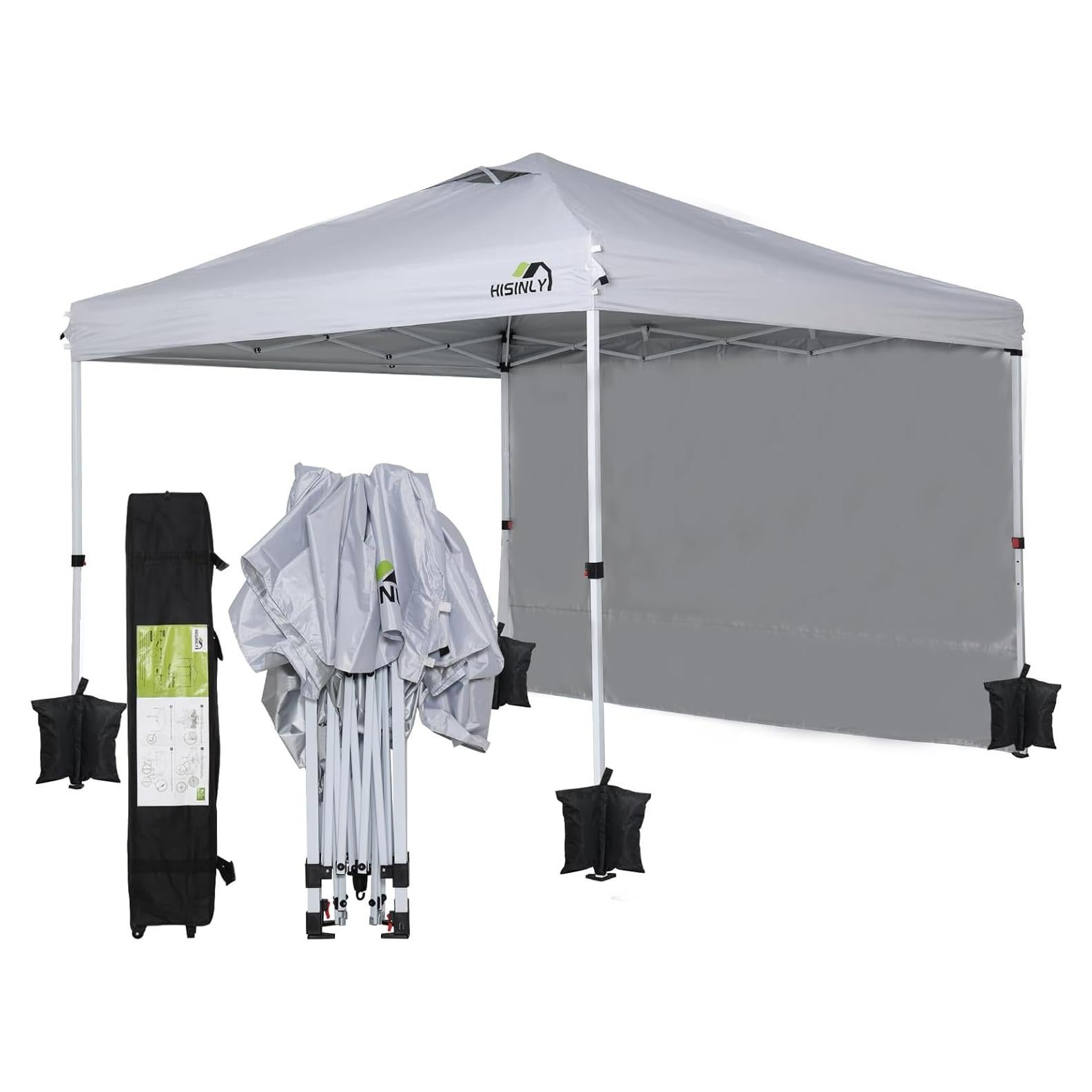 Carpa de Dosel Plegable Hisinly 3.05x3.05m con Pared Lateral