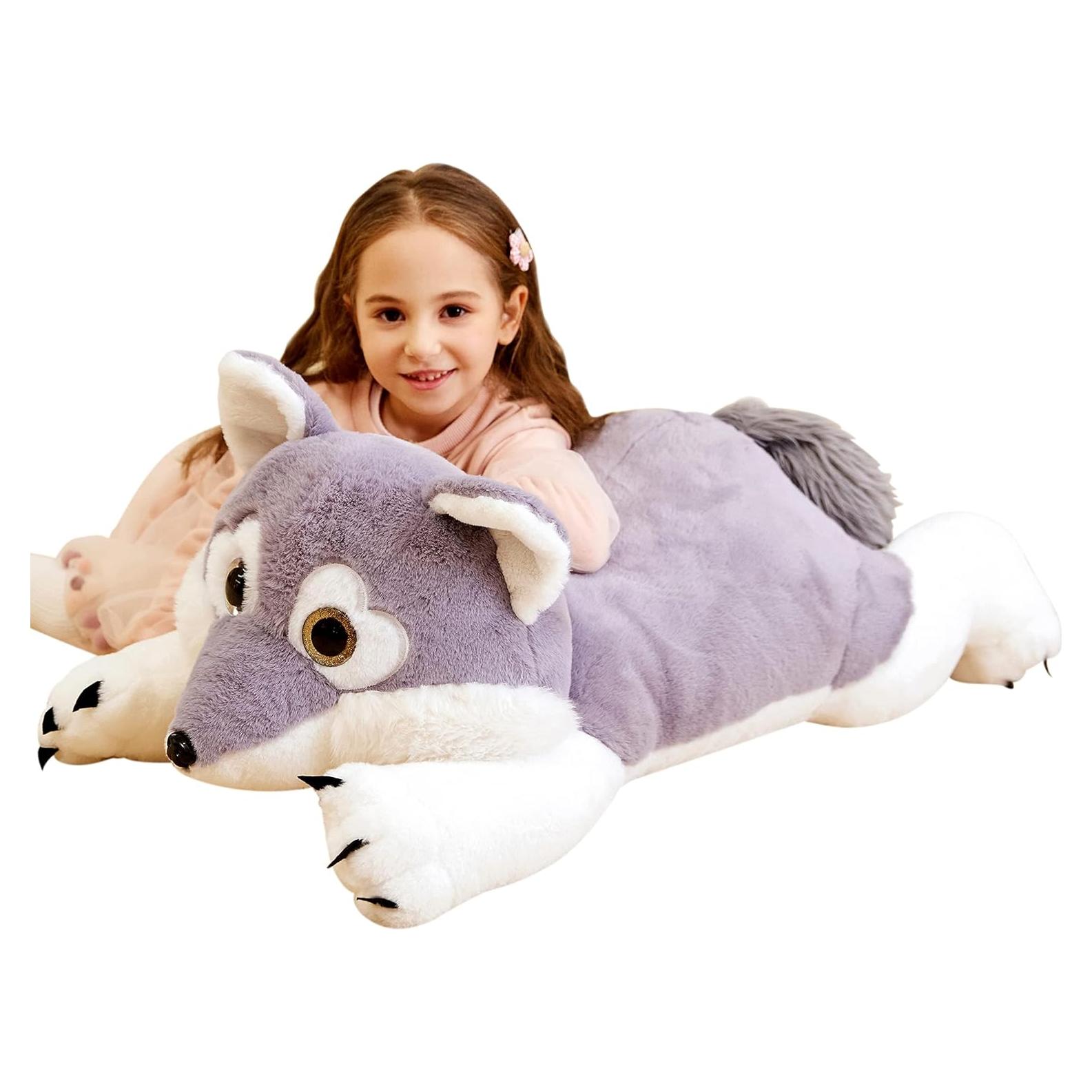 IKASA Peluche Gigante de Lobo 76 cm Suave y Lavable