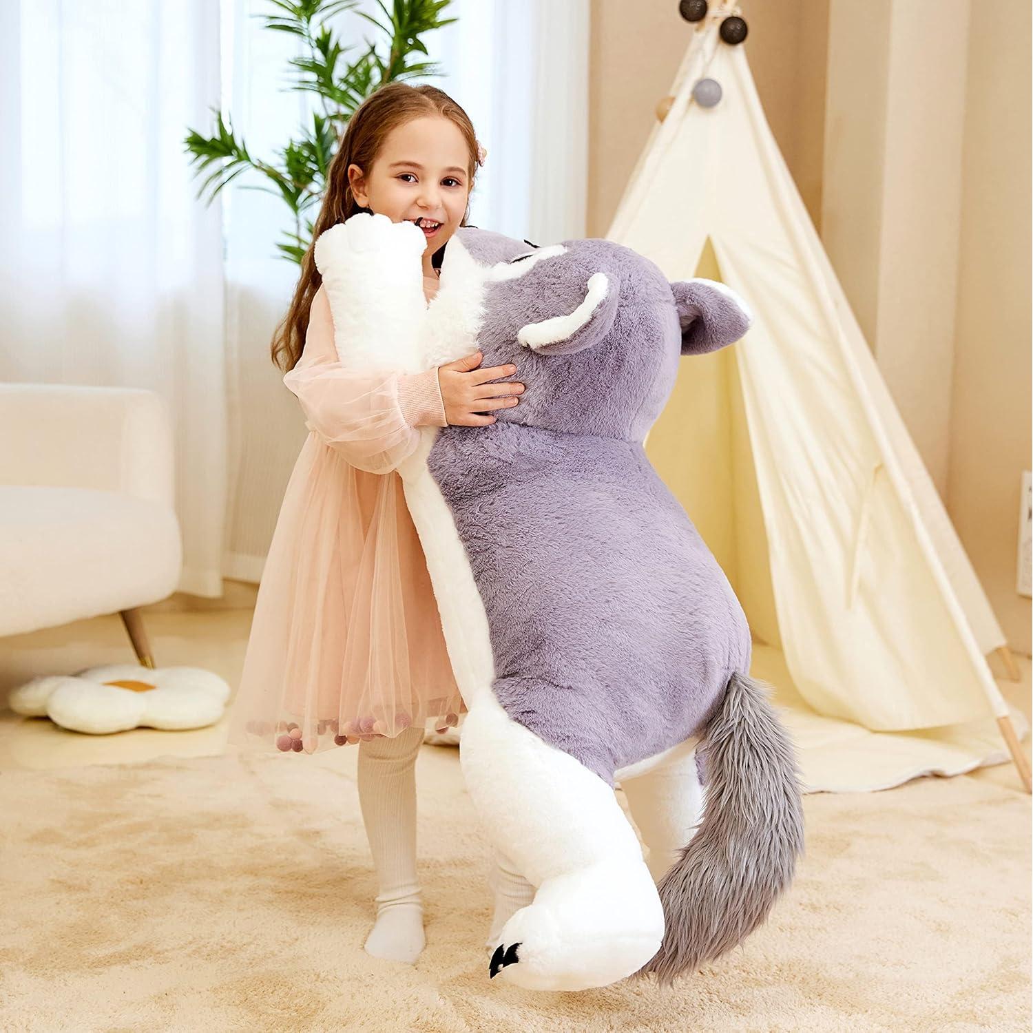IKASA Peluche Gigante de Lobo 76 cm Suave y Lavable