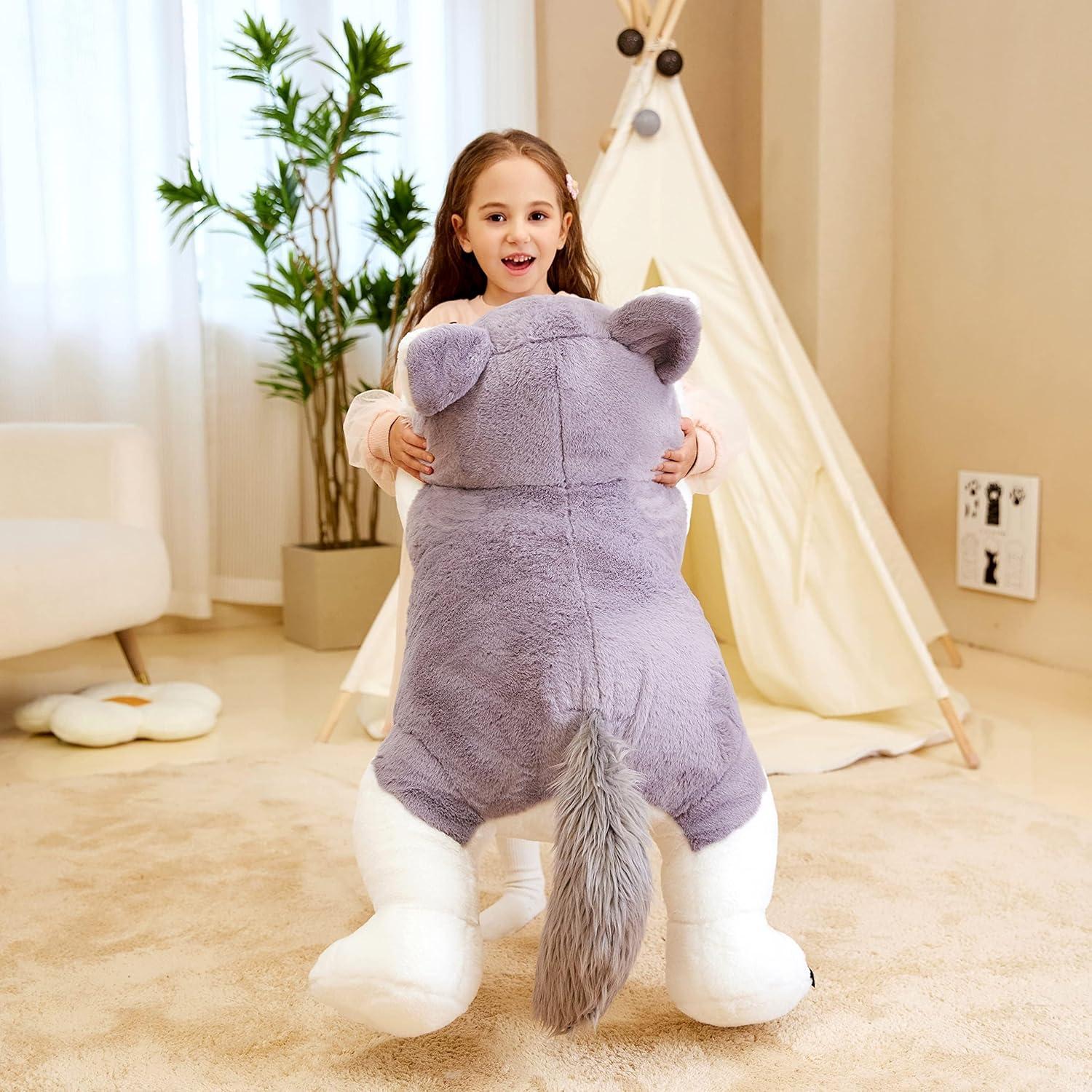 IKASA Peluche Gigante de Lobo 76 cm Suave y Lavable