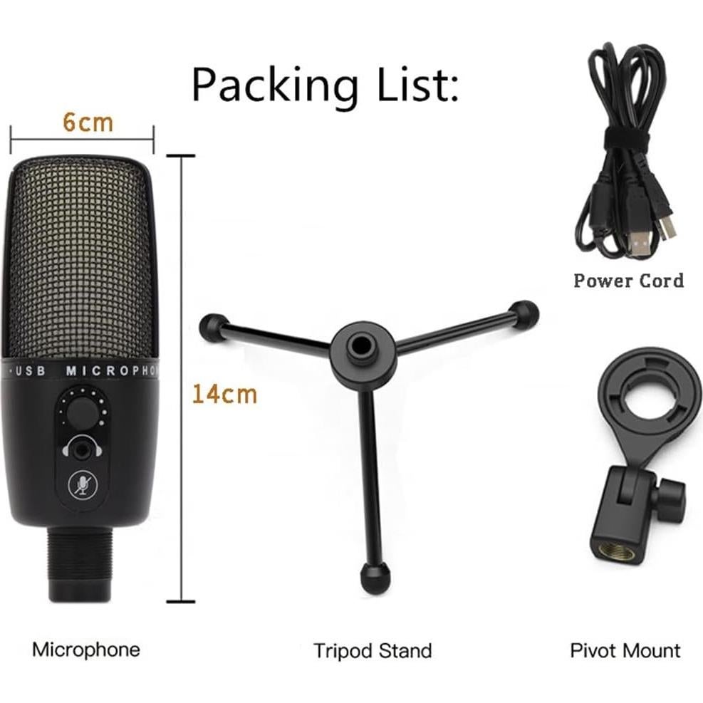 Micrófono de Condensador USB MSUDGH con Luz RGB 20 kHz