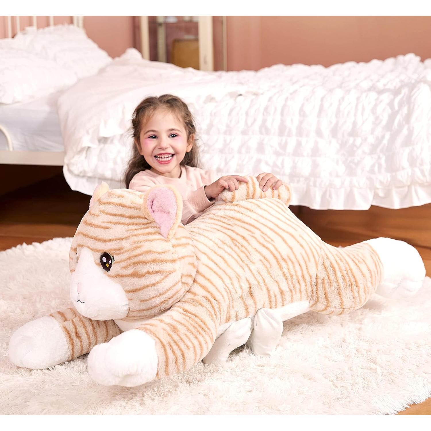 Gato de Peluche Gigante IKASA 77.8x30x25cm Suave Naranja