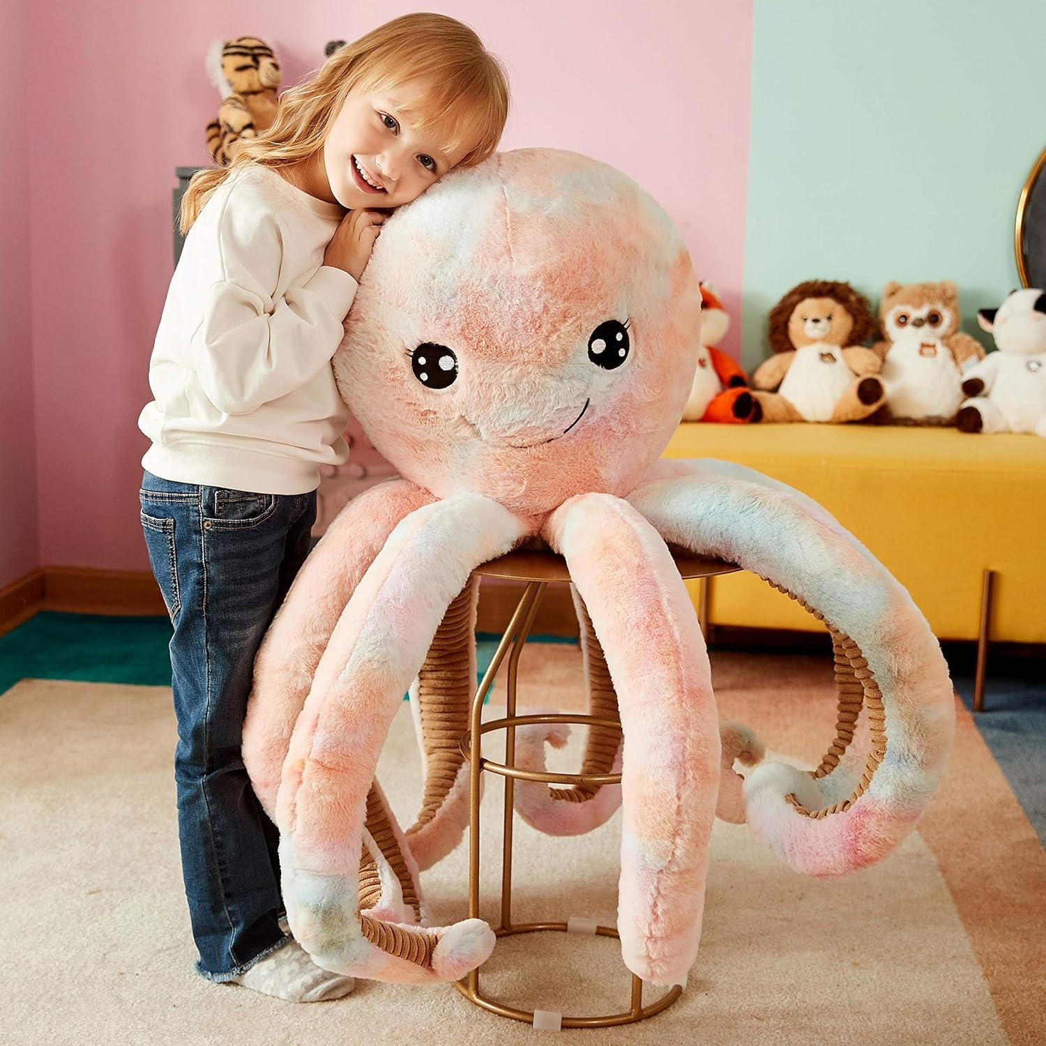 IKASA Pulpo Gigante de Peluche Jumbo 75 cm Suave Kawaii