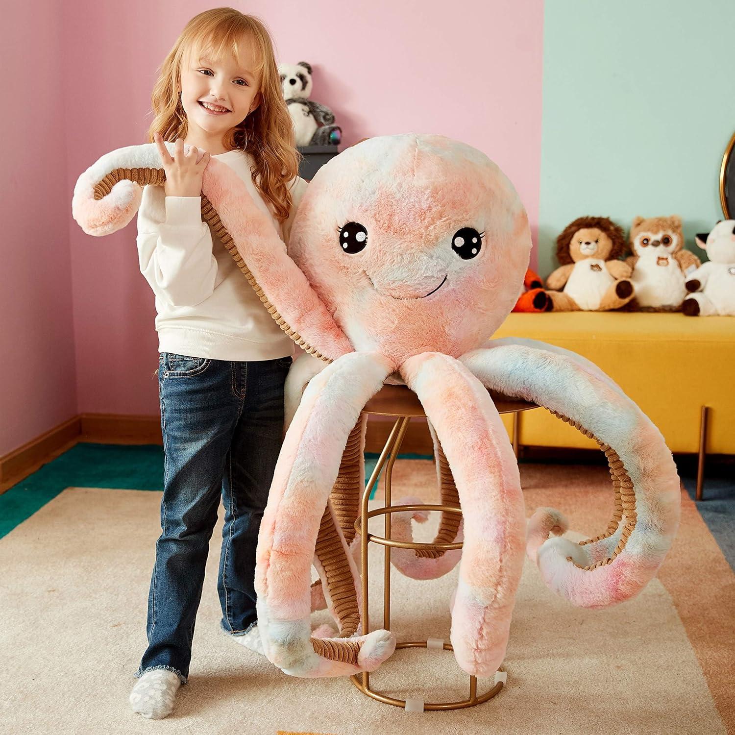 IKASA Pulpo Gigante de Peluche Jumbo 75 cm Suave Kawaii