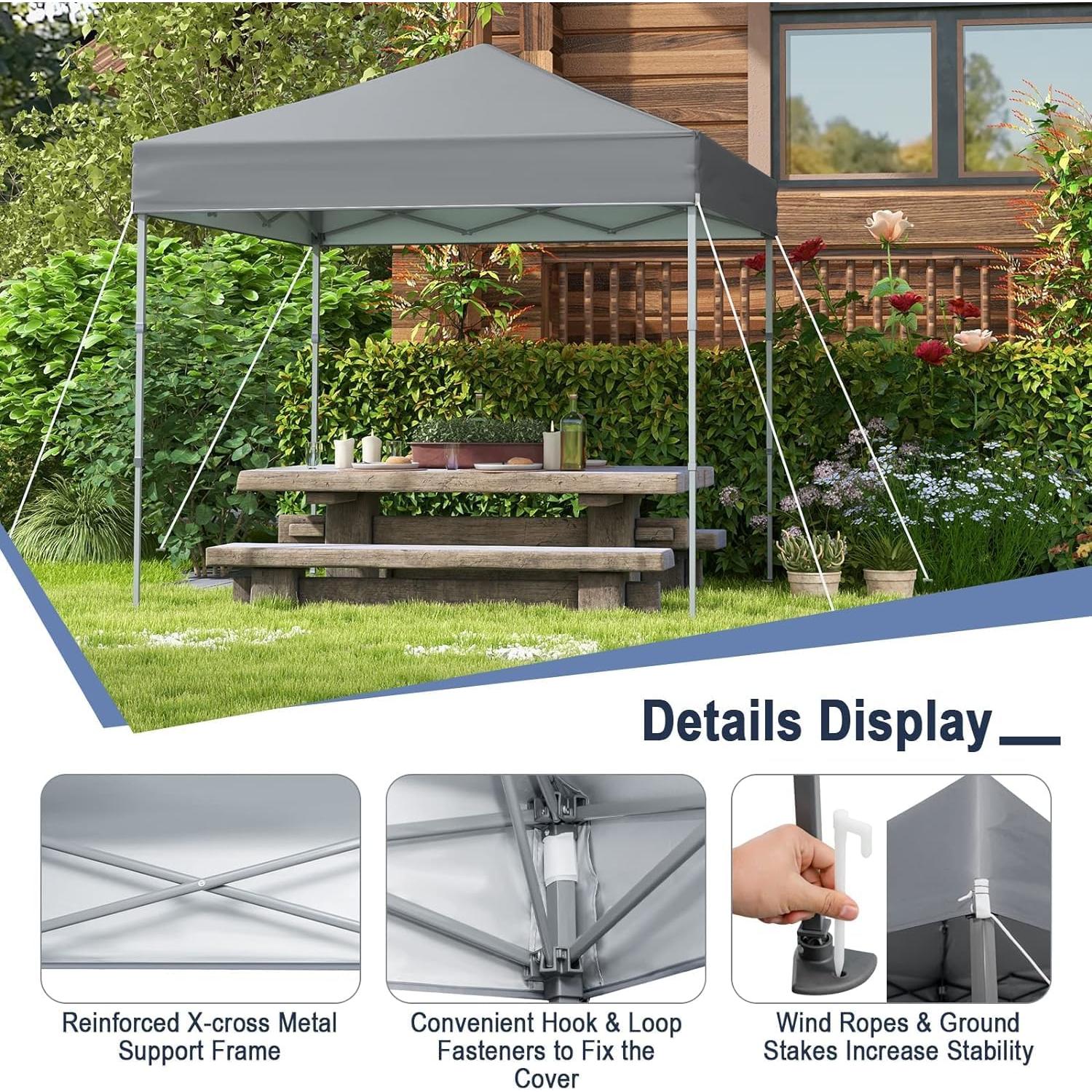 Carpa Plegable LDAILY 2.01x2.01m Gris con Protección Solar