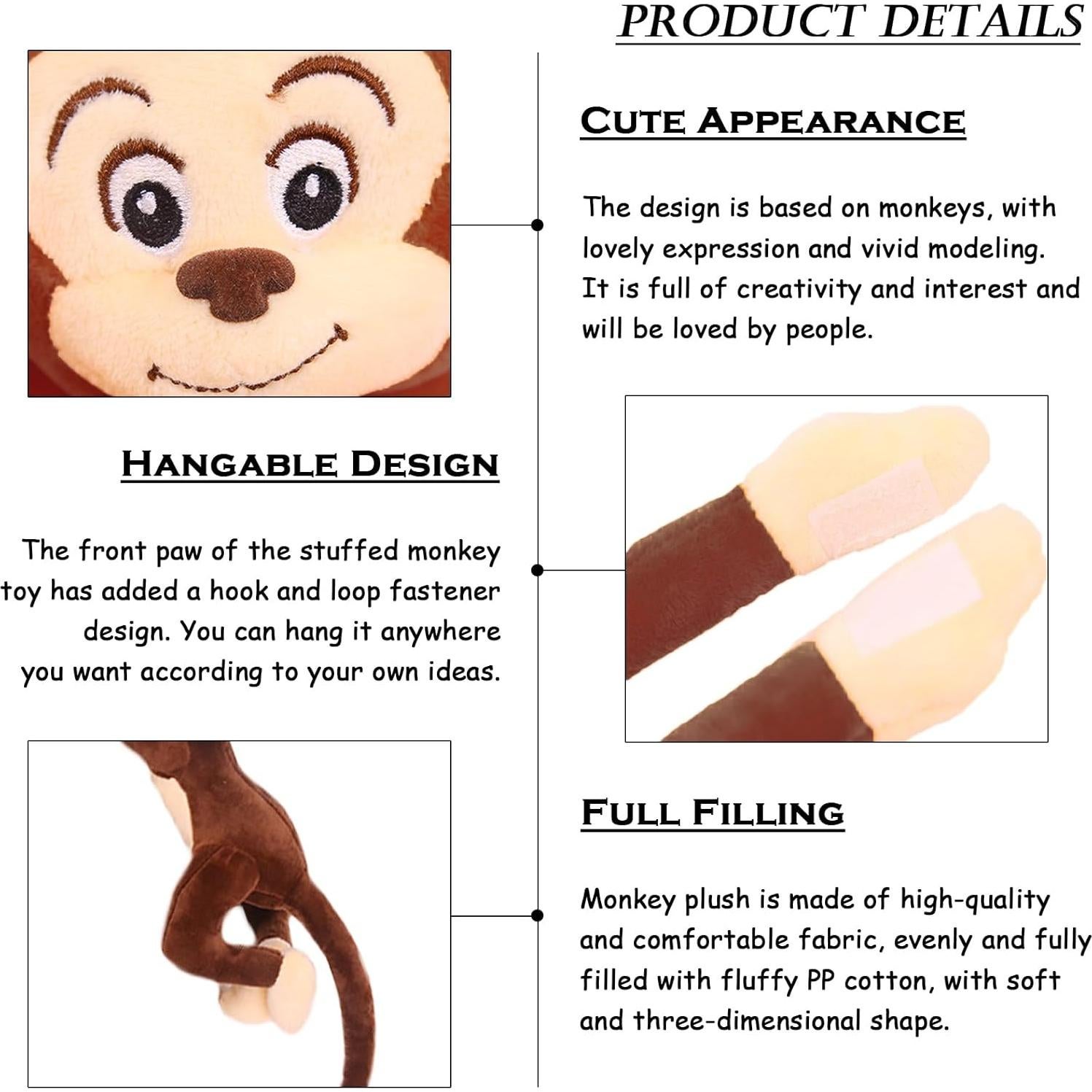 Mono de Peluche Colgante Zhidiloveyou 2 Piezas 70 cm