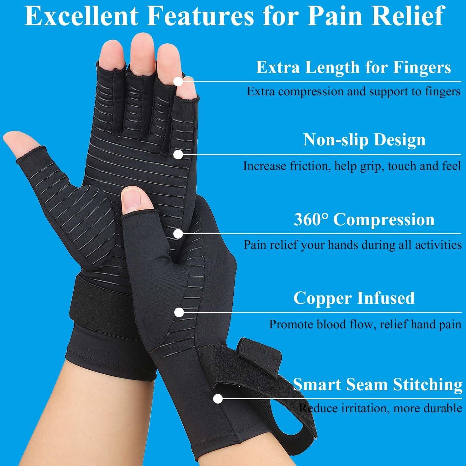 Guantes de Cobre para Artritis Tianhengyi Sin Dedos - Pequeño-Mediano