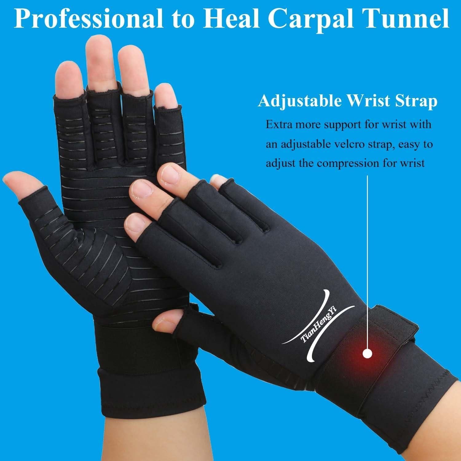 Guantes de Cobre para Artritis Tianhengyi Sin Dedos - Pequeño-Mediano