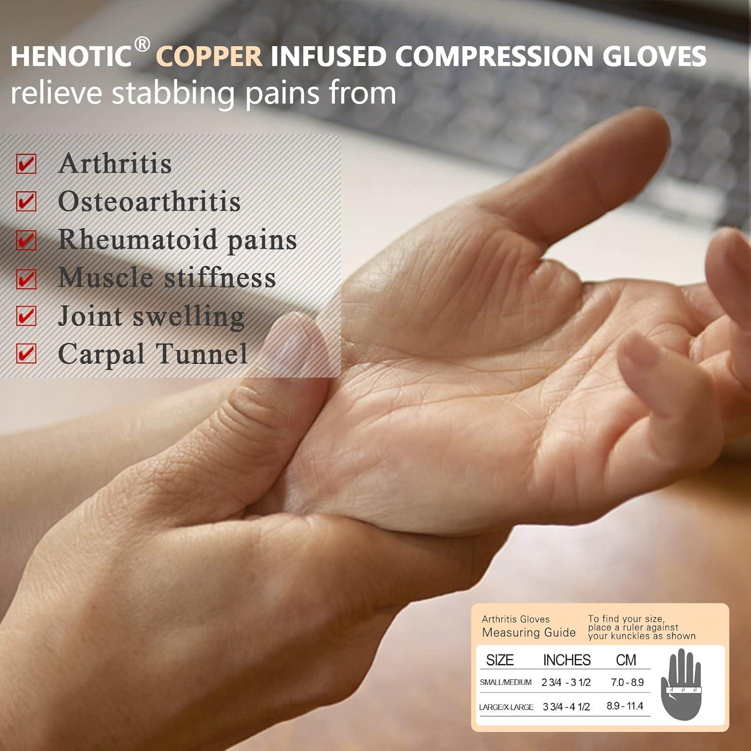 Guantes de Artritis HENOTIC de Cobre para Alivio de Dolores