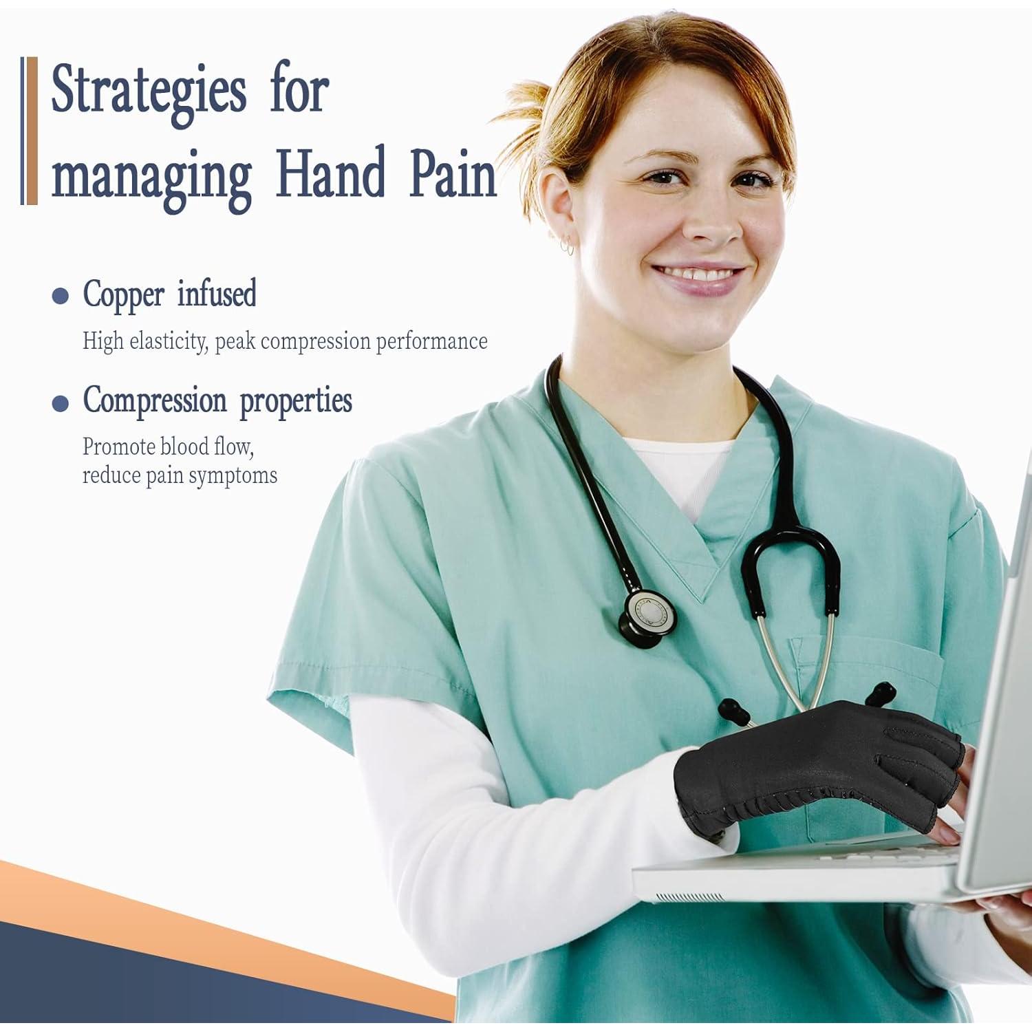 Guantes de compresión de cobre Vlela para artritis - Mediano