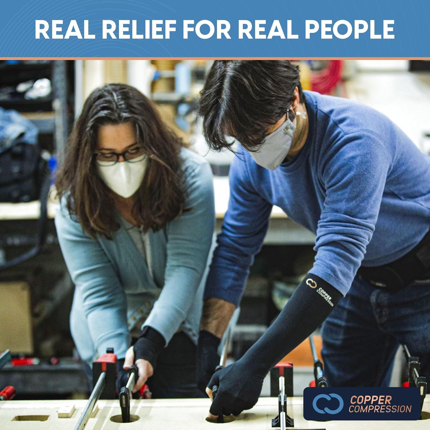 Guantes Largos de Compresión de Cobre para Artritis - Mediano