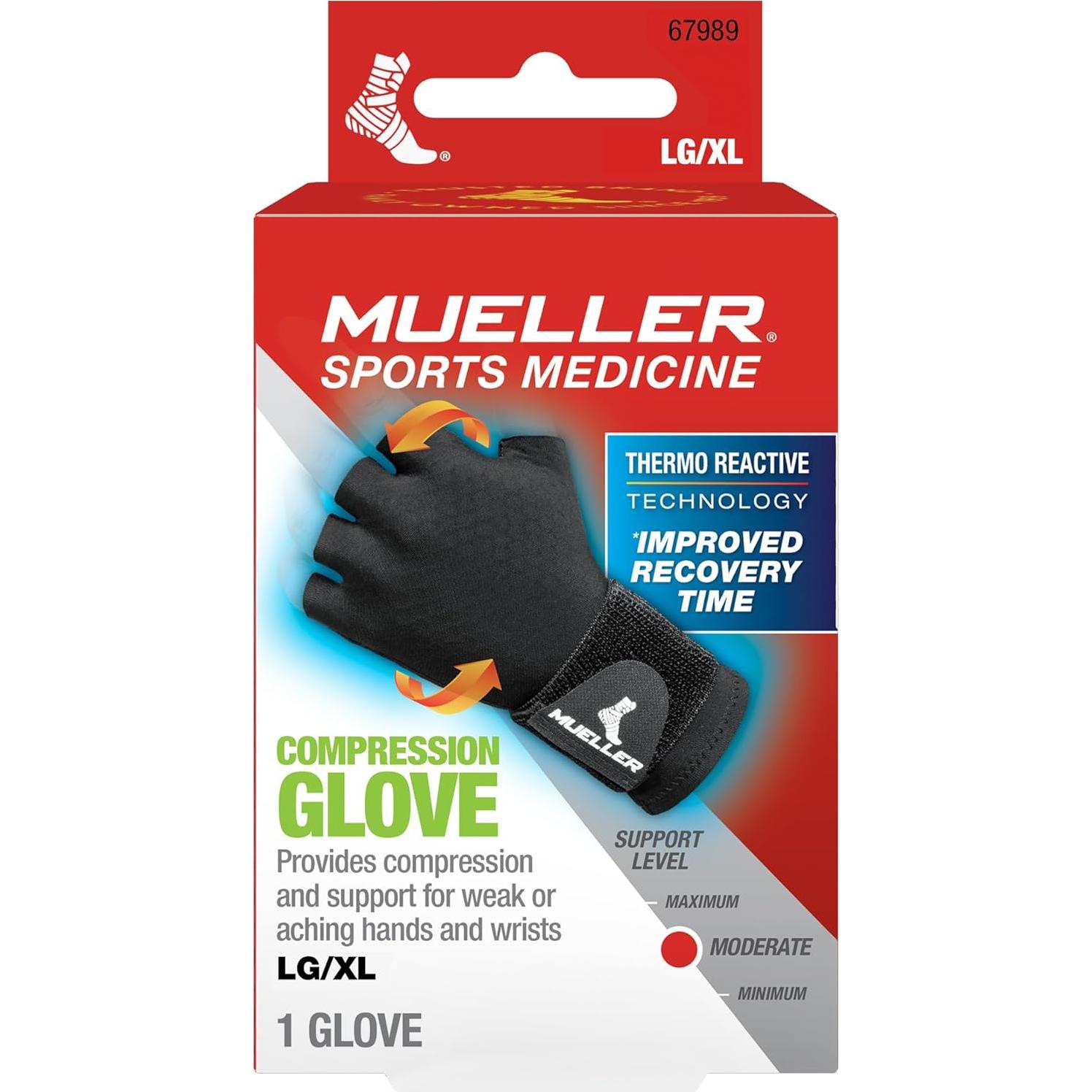Guante de Compresión Reversible MUELLER S/M Negro para Artritis