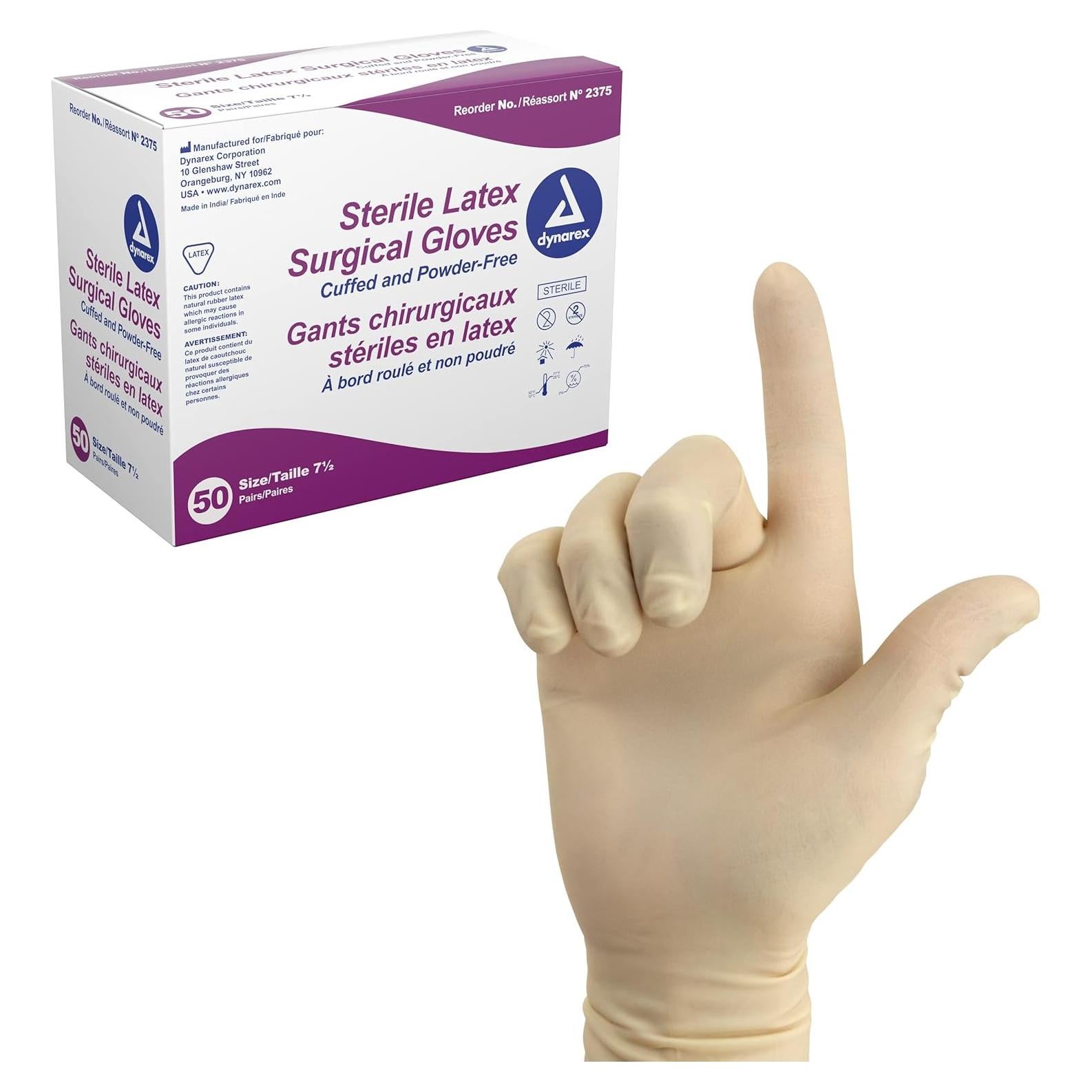 Guantes Quirúrgicos Estériles Dynarex Láttex Sin Polvo 50 Pares