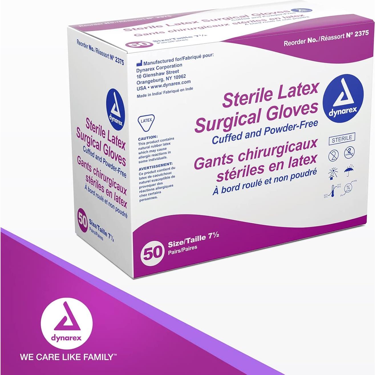 Guantes Quirúrgicos Estériles Dynarex Láttex Sin Polvo 50 Pares