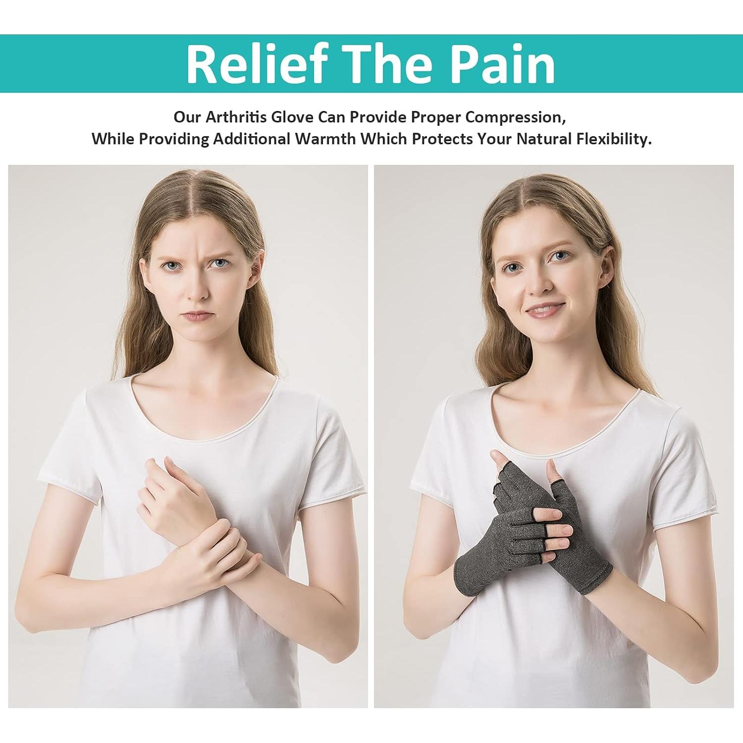 Guantes de Compresión para Artritis Cedcoe - 2 Pares, Gris, Pequeño