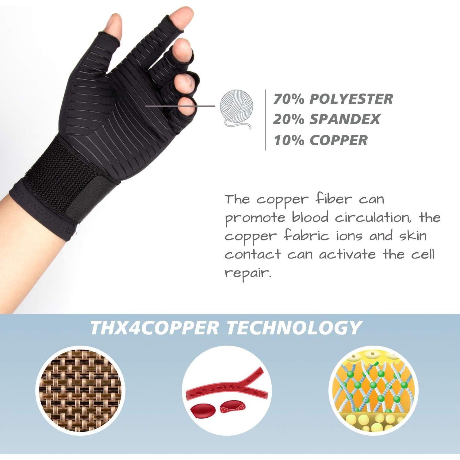 Guantes de Compresión para Artritis Thx4COPPER con Correa
