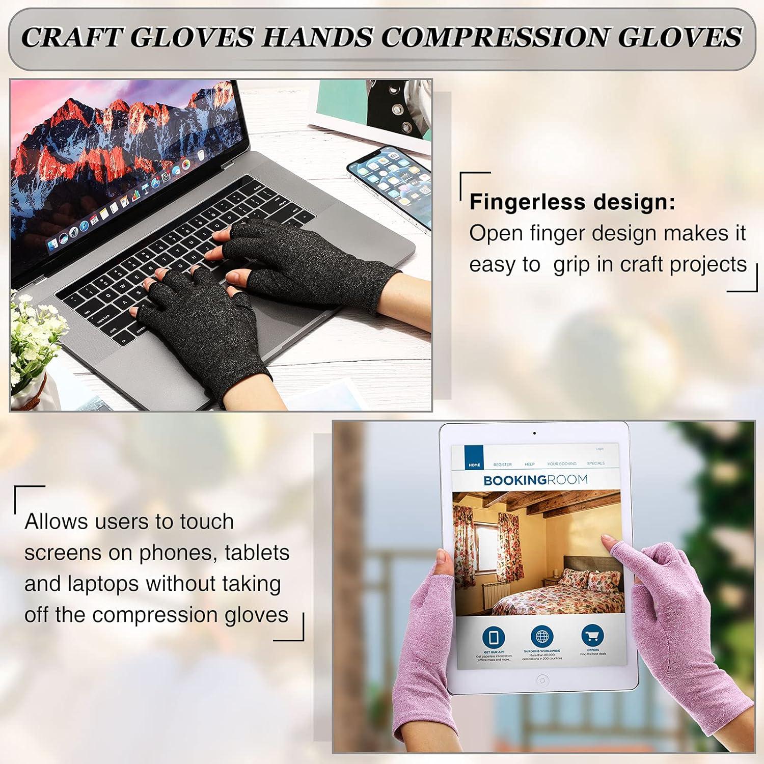 Guantes de Compresión sin Dedos Geyoga para Artritis - 3 Pares