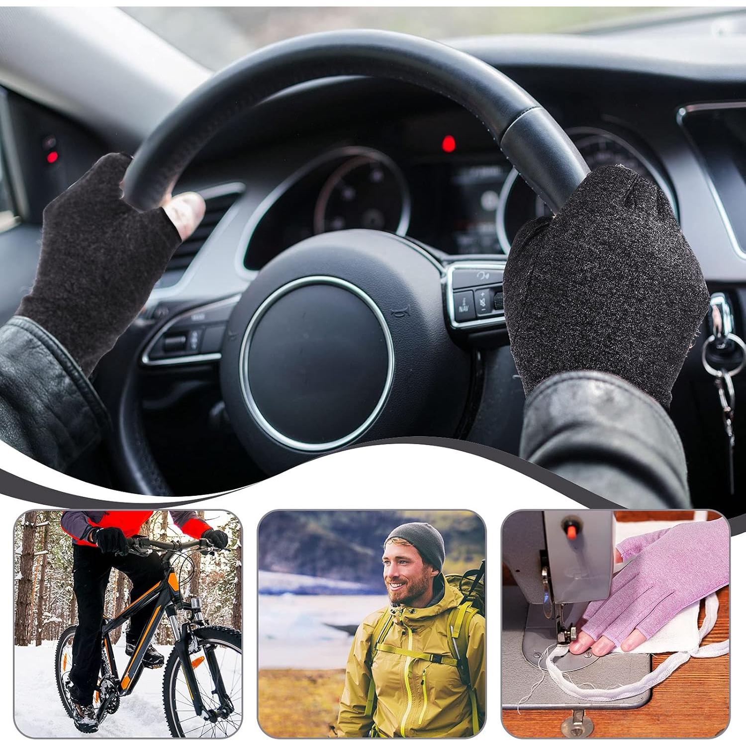 Guantes de Compresión sin Dedos Geyoga para Artritis - 3 Pares