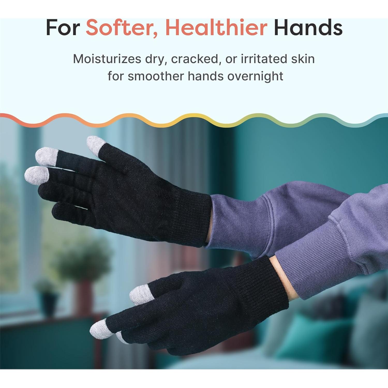 Guantes Hidratantes ZenToes para Manos Secas - Grande, Algodón Negro