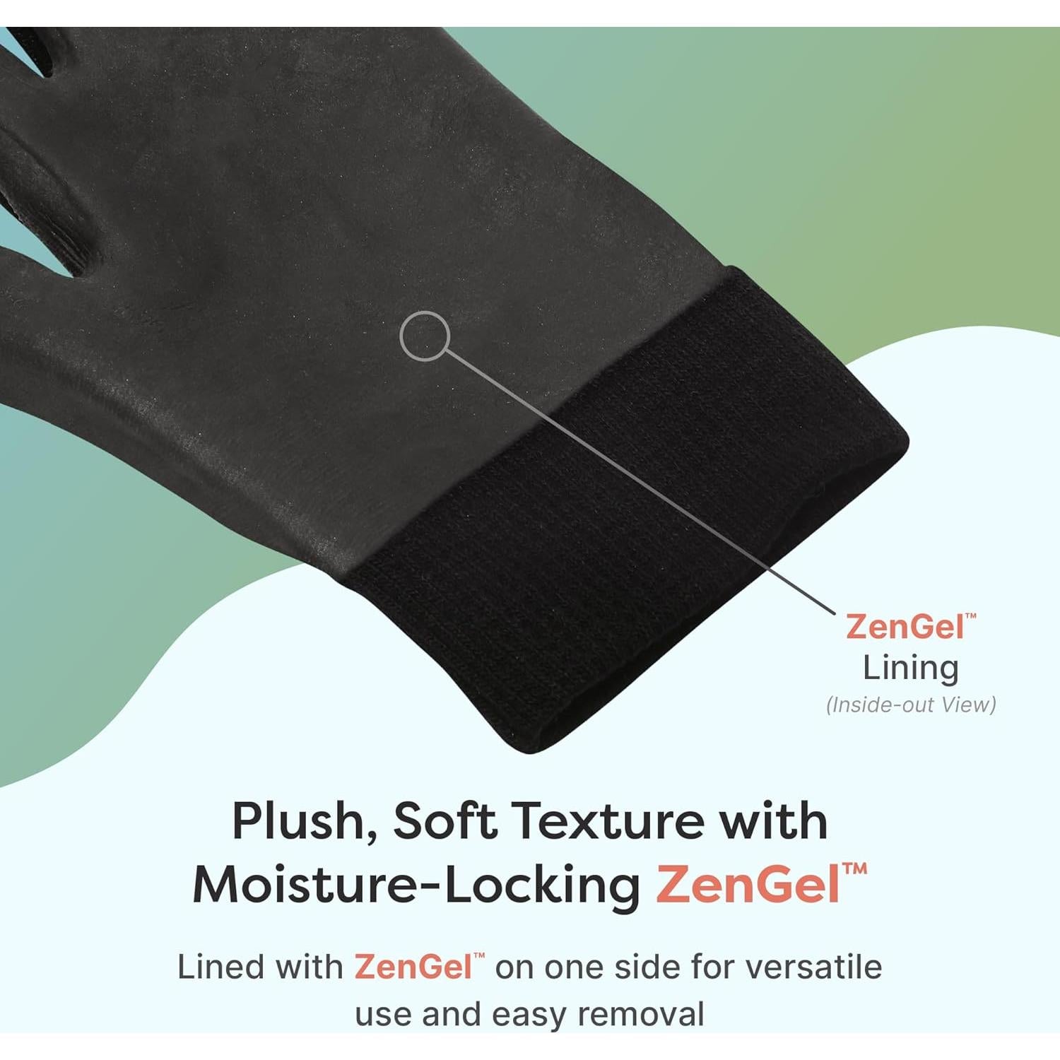 Guantes Hidratantes ZenToes para Manos Secas - Grande, Algodón Negro