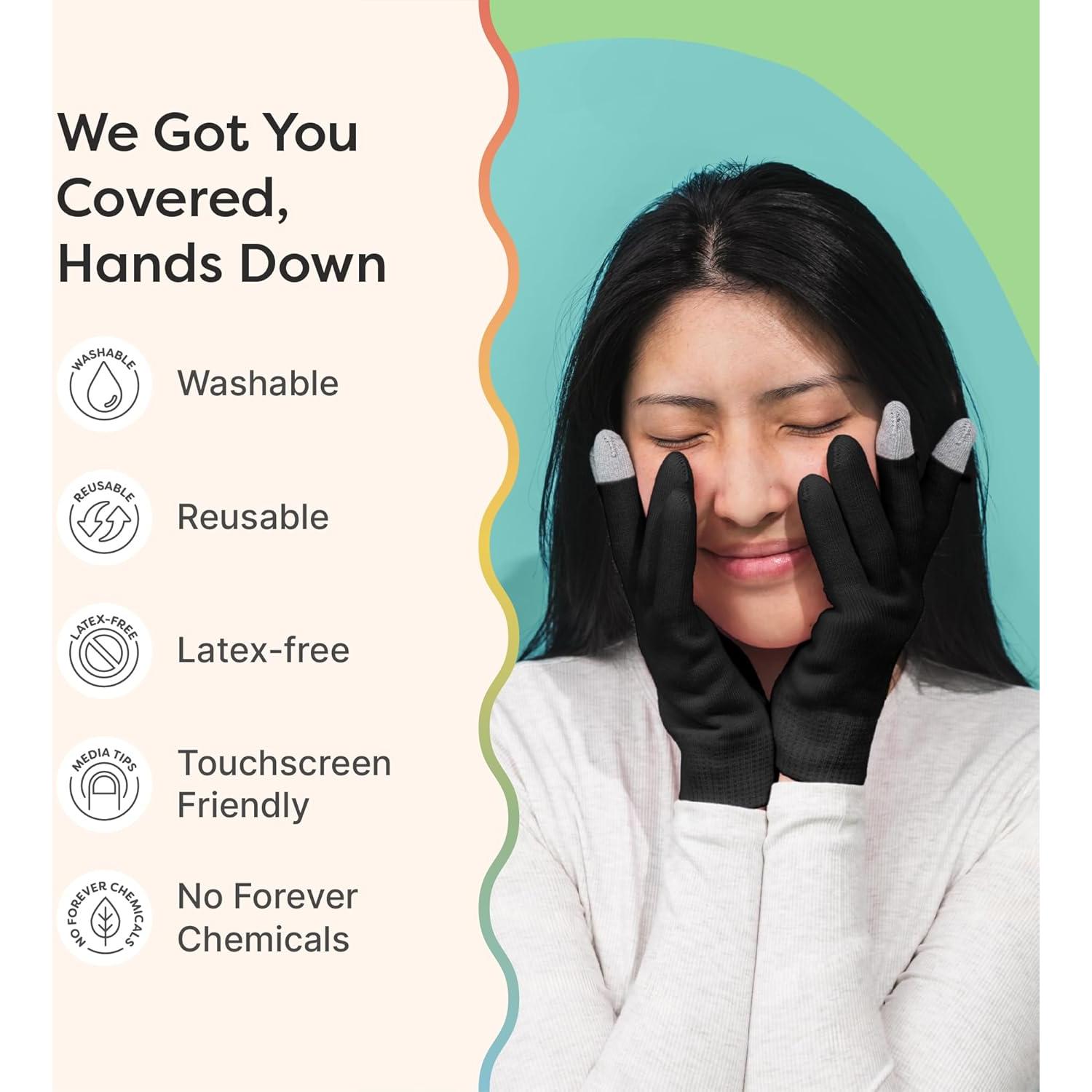 Guantes Hidratantes ZenToes para Manos Secas - Grande, Algodón Negro