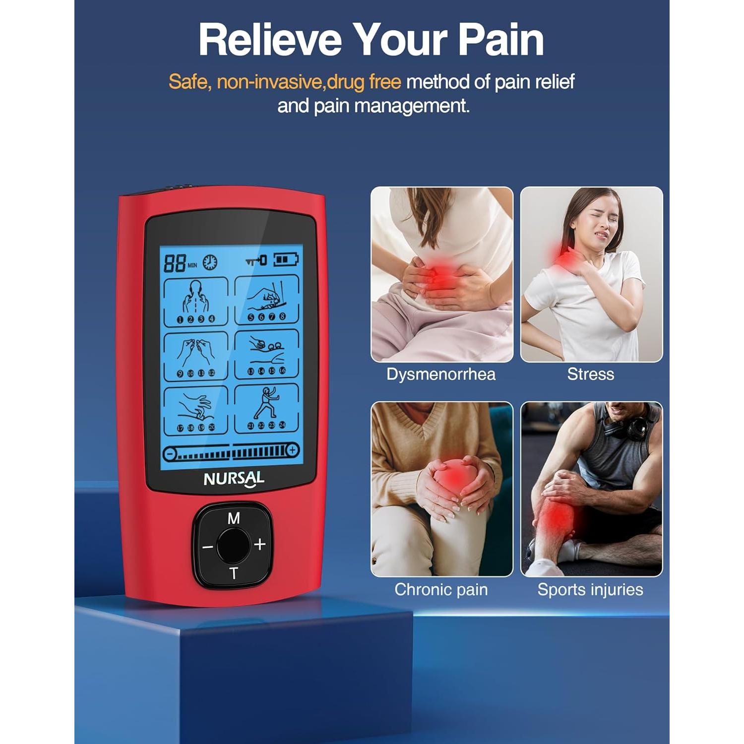 Estimulador Muscular NURSAL TENS 24 Modos con Almohadillas