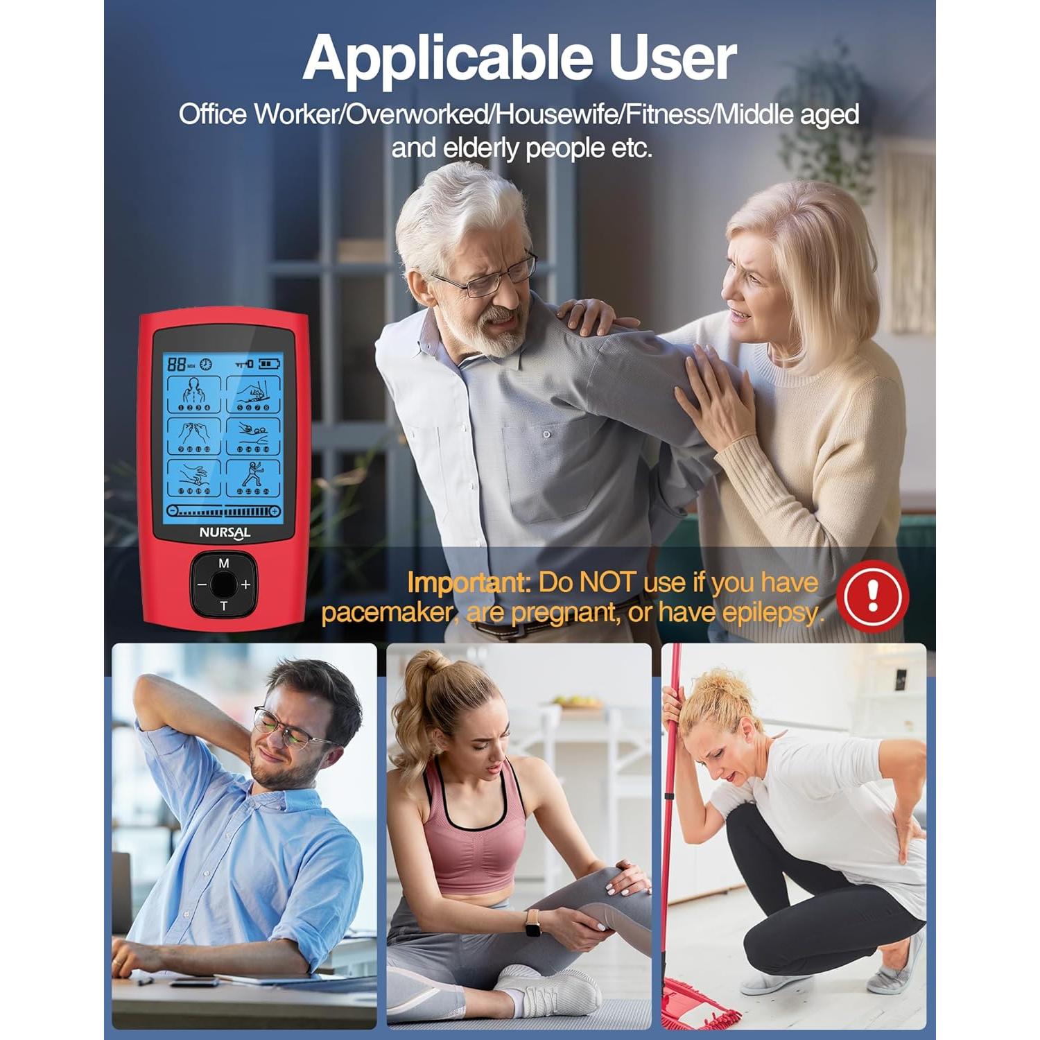 Estimulador Muscular NURSAL TENS 24 Modos con Almohadillas