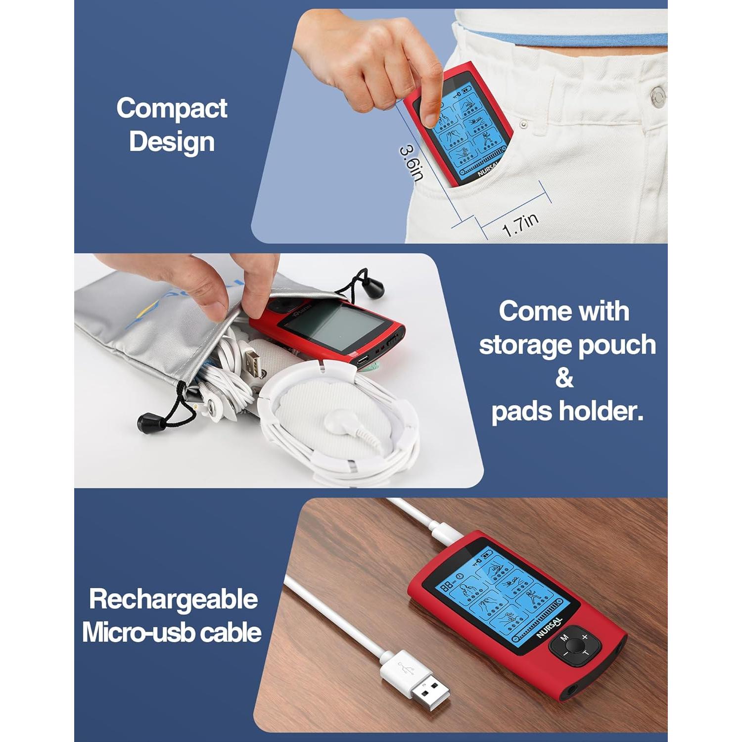 Estimulador Muscular NURSAL TENS 24 Modos con Almohadillas