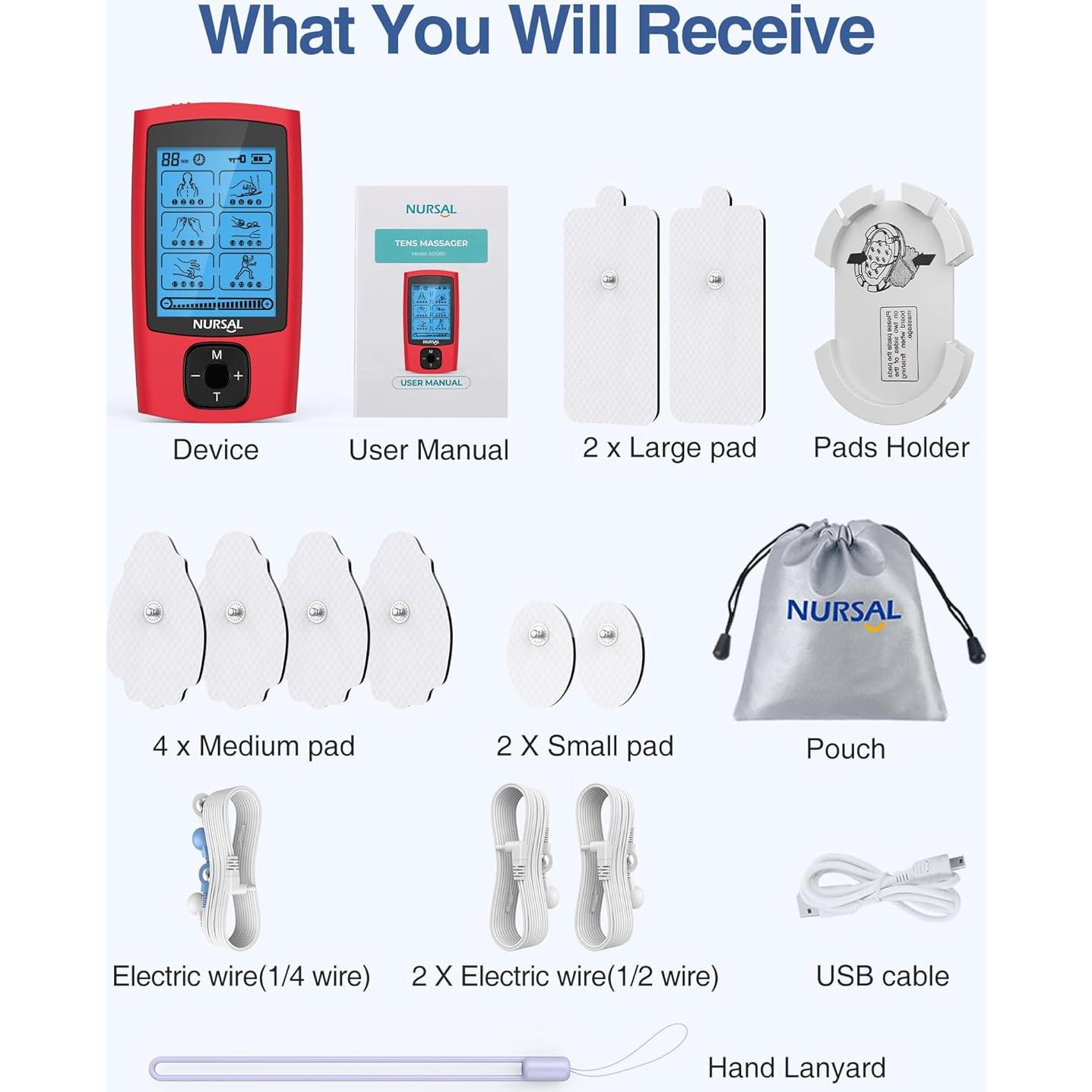 Estimulador Muscular NURSAL TENS 24 Modos con Almohadillas