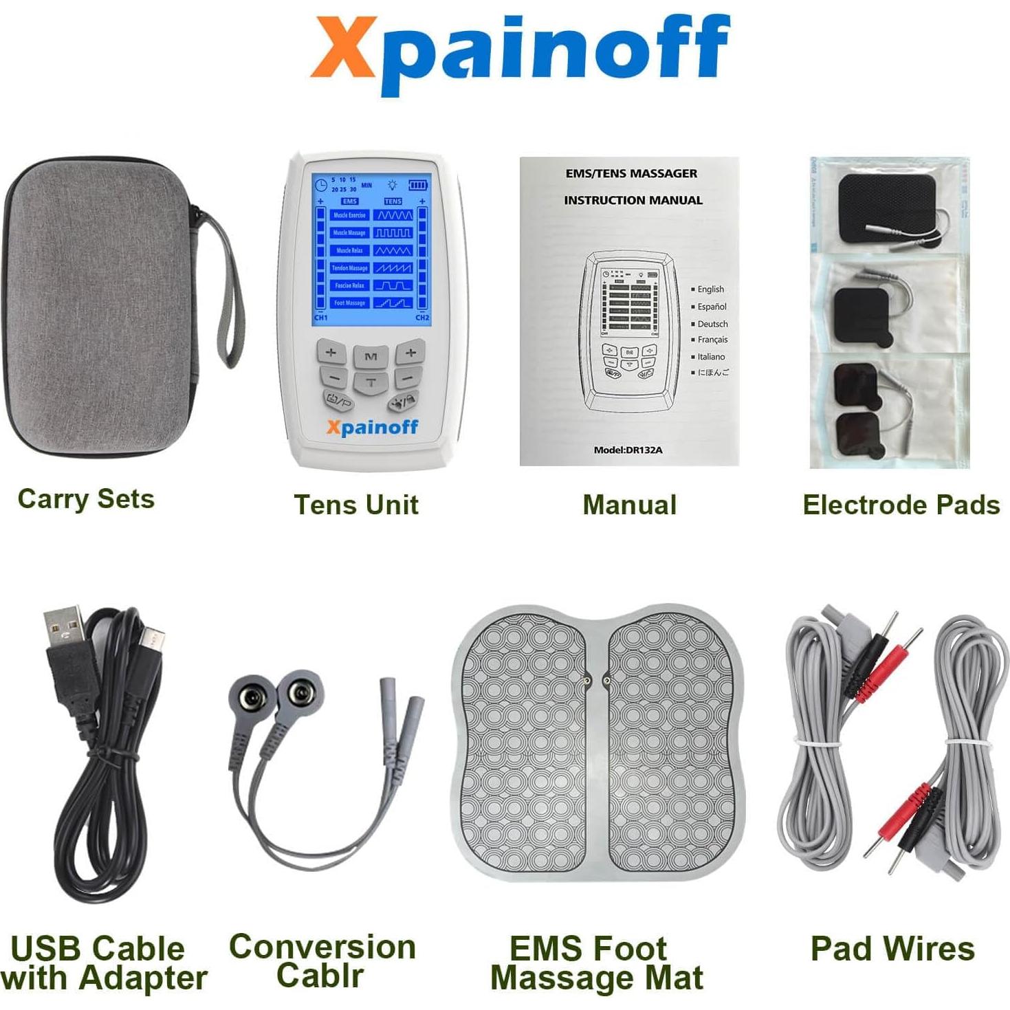 Masajeador Estimulador Muscular TENS Xpainoff 4 en 1 Alivio Dolor